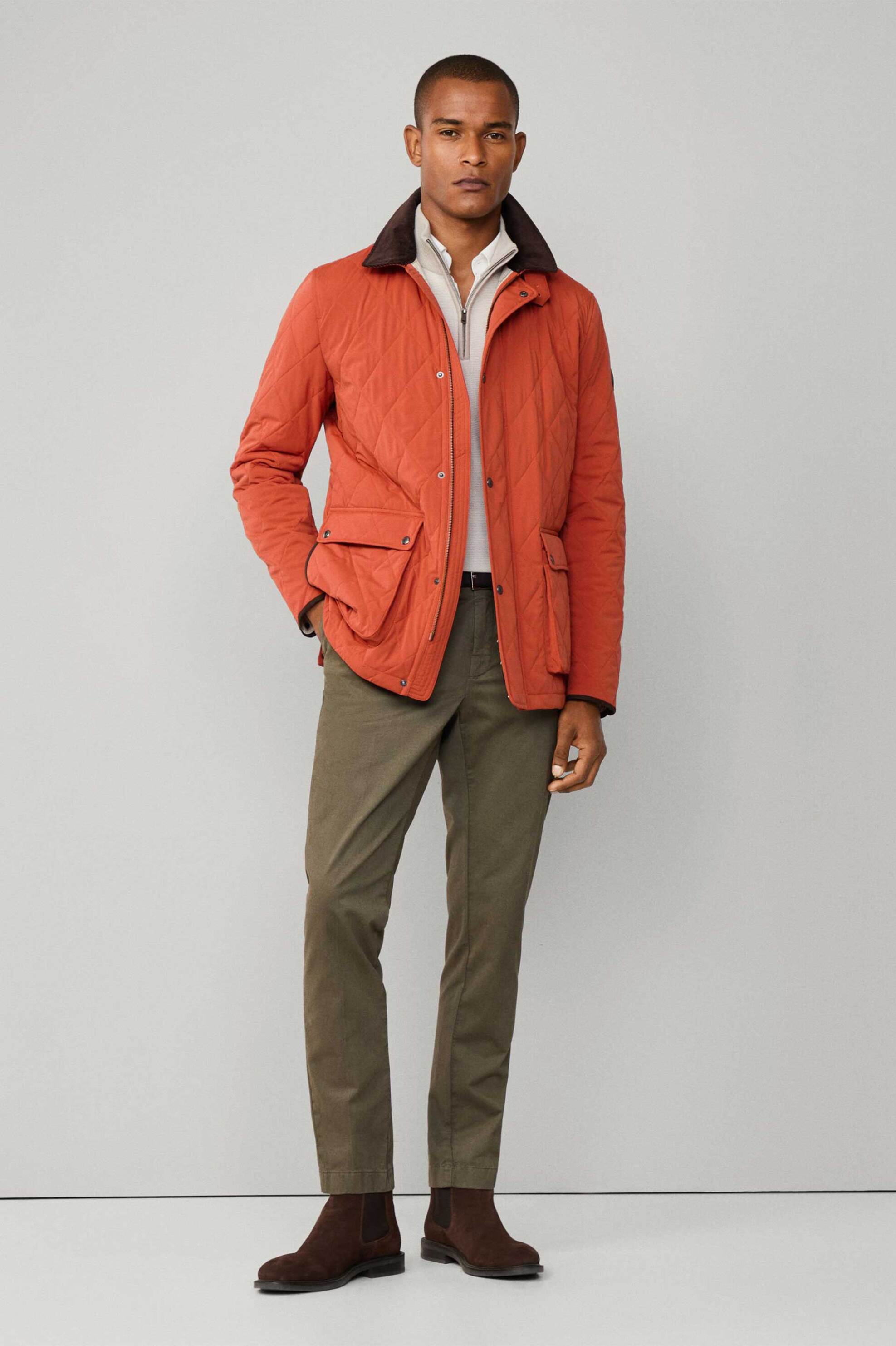 Hackett ανδρικό παντελόνι chino μονόχρωμο Slim Fit - HM212719R Χακί