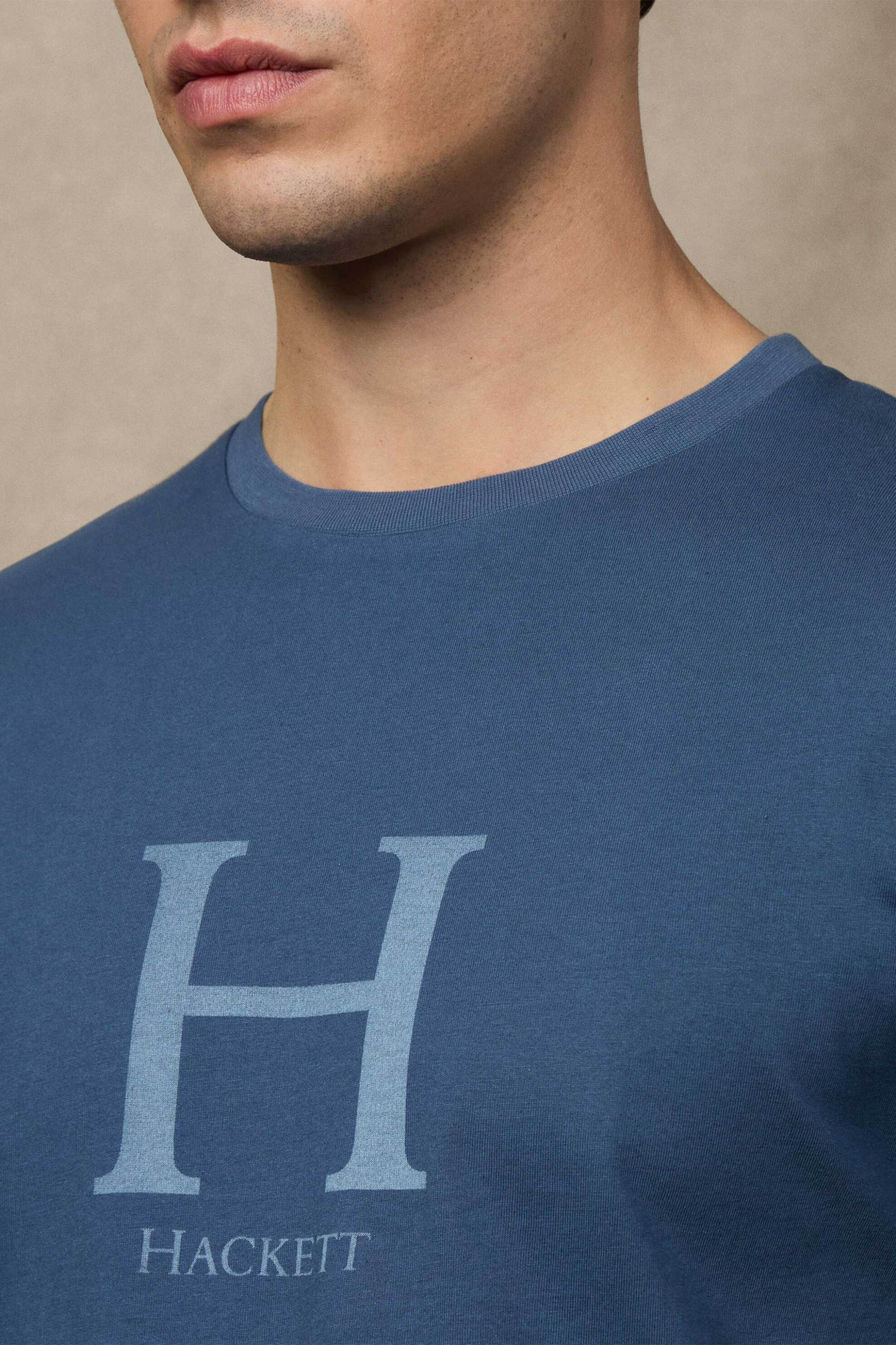 Hackett ανδρικό T-shirt με monogram print Classic Fit - HM5000002 Μπλε Σκούρο φωτογραφία