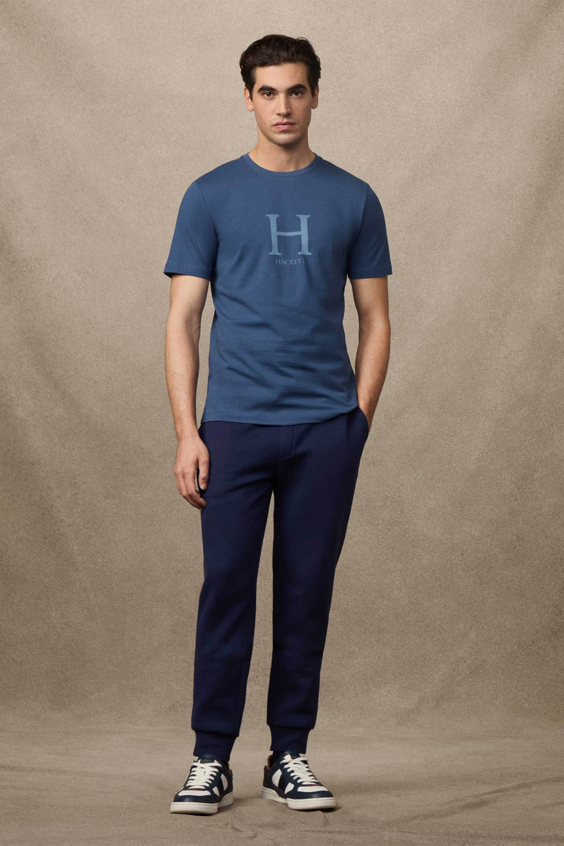 Hackett ανδρικό T-shirt με monogram print Classic Fit - HM5000002 Μπλε Σκούρο φωτογραφία