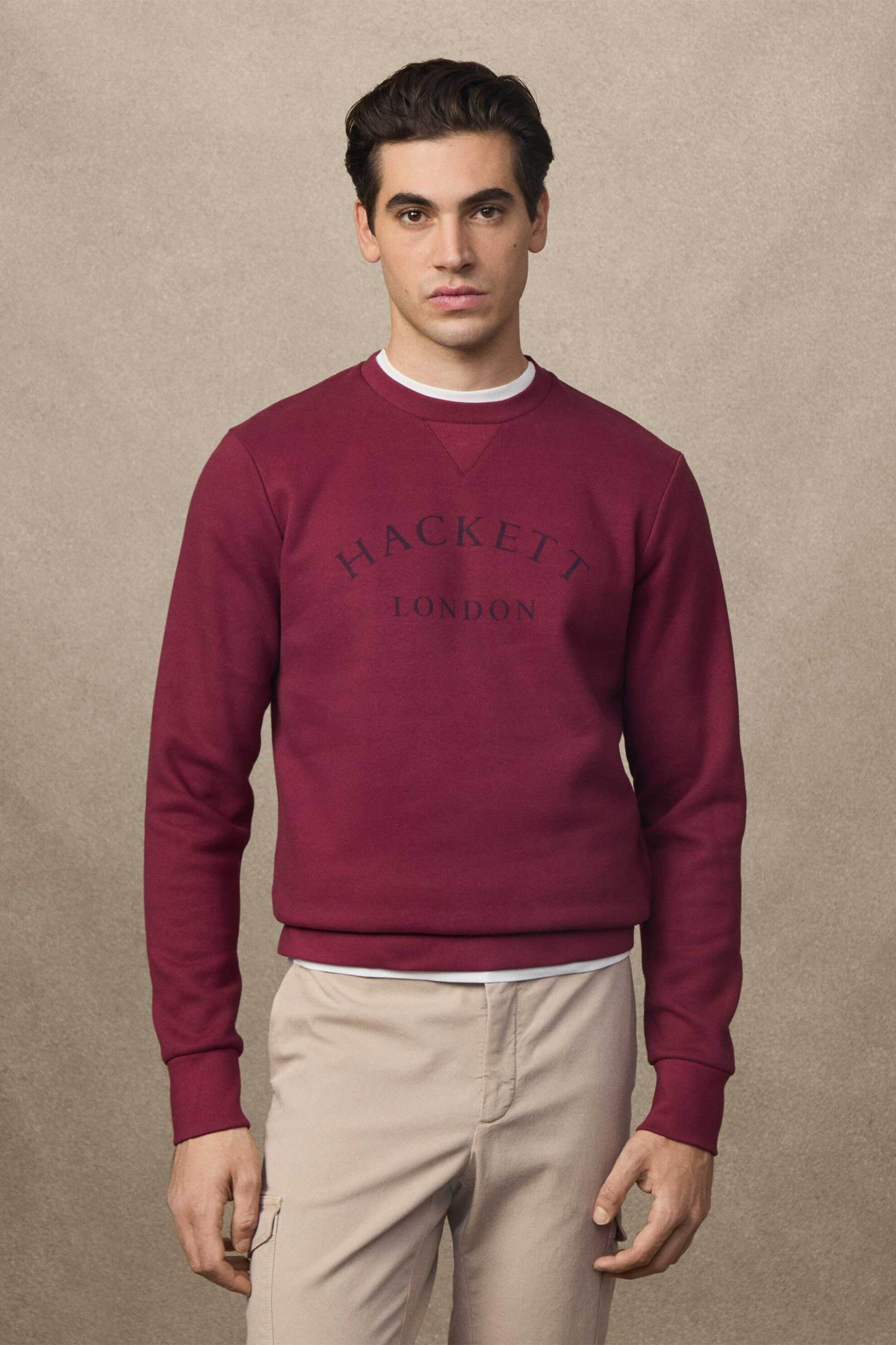 Hackett ανδρική μπλούζα φούτερ με λογότυπο Classic Fit - HM5800021 Μπορντό