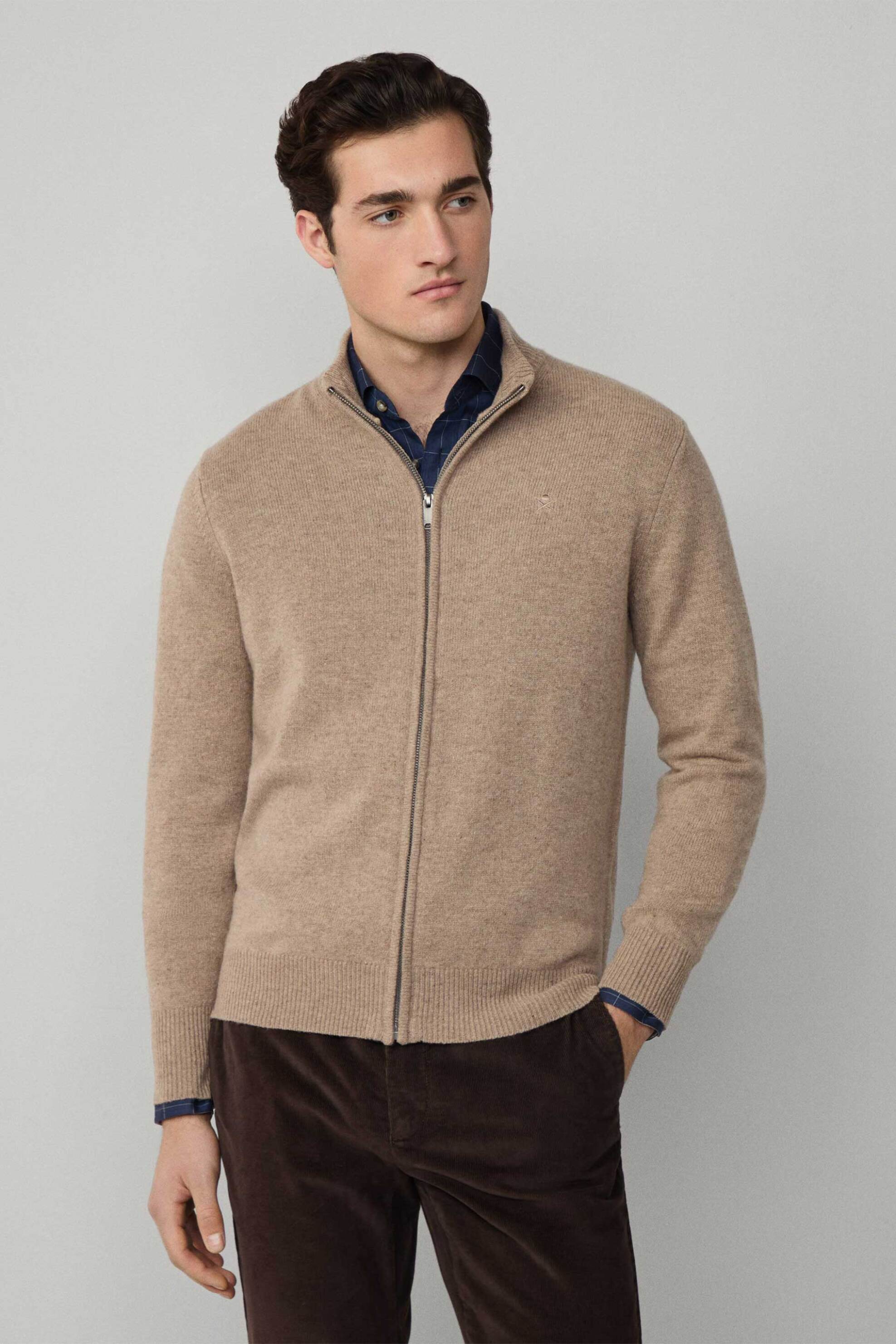 Hackett ανδρική μάλλινη ζακέτα Regular Fit - HM7000077 Μπεζ