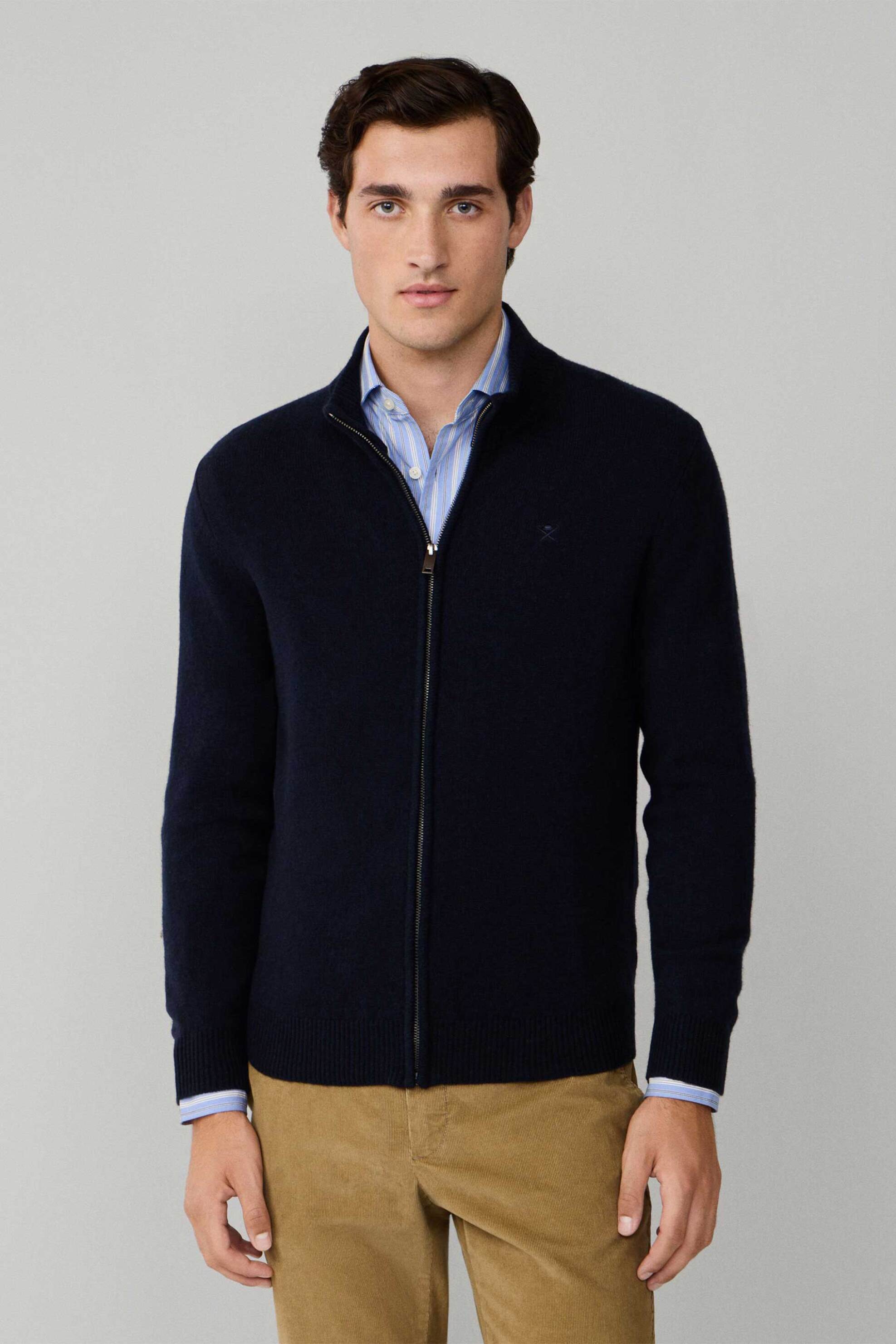 Hackett ανδρική μάλλινη ζακέτα Regular Fit - HM7000077 Μπλε Σκούρο