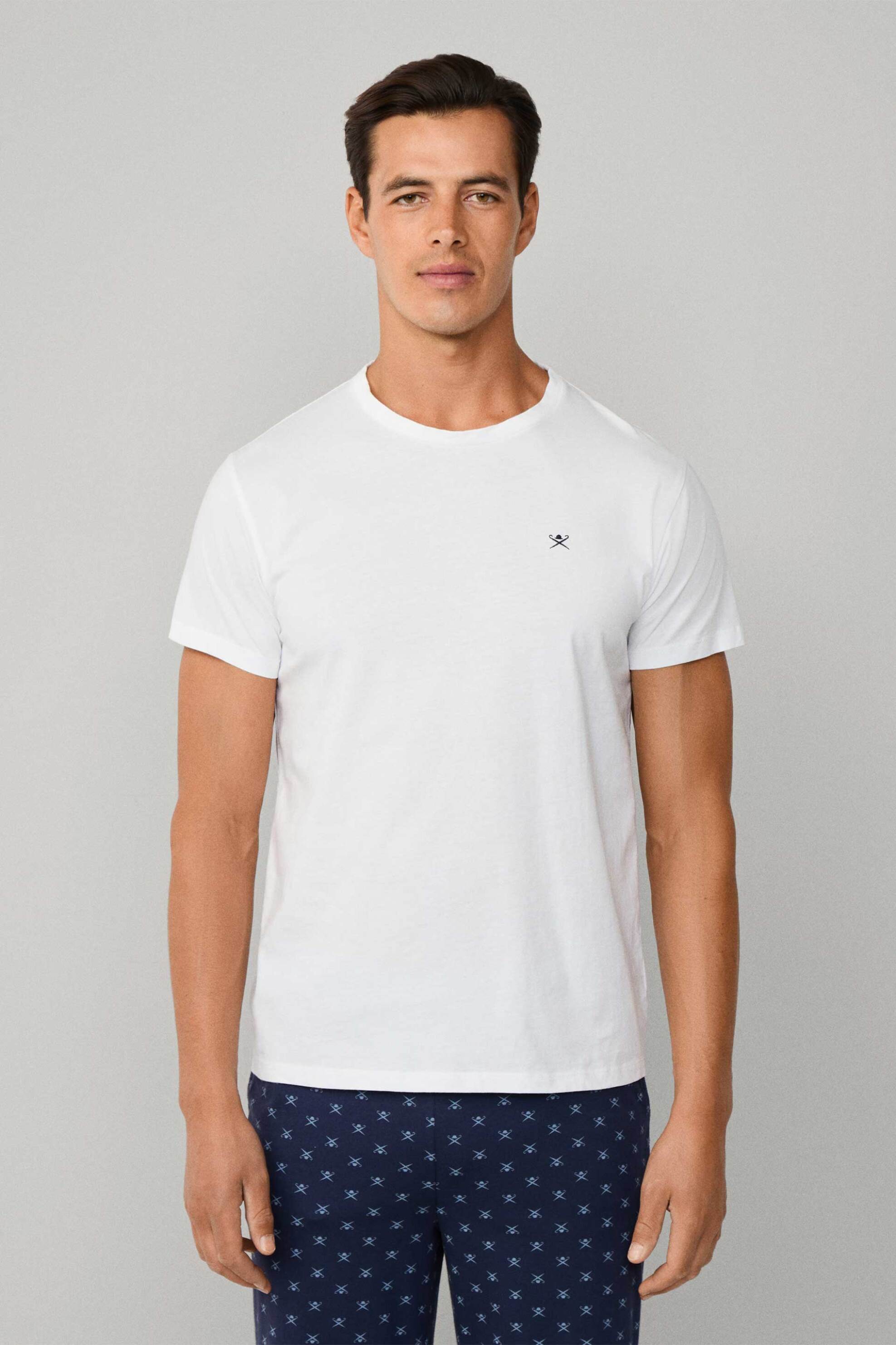 Hackett ανδρικό T-shirt με κεντημένο λογότυπο Classic Fit - HMU20013 Λευκό