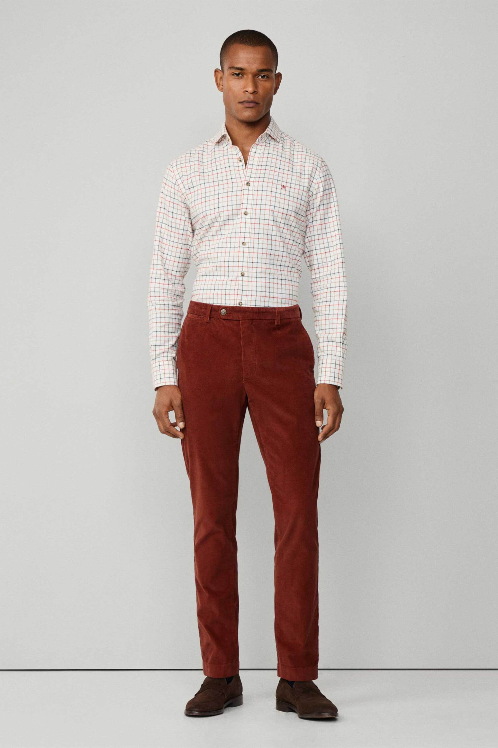 Hackett ανδρικό παντελόνι chino κοτλέ Slim Fit - HM2100019R Μπορντό