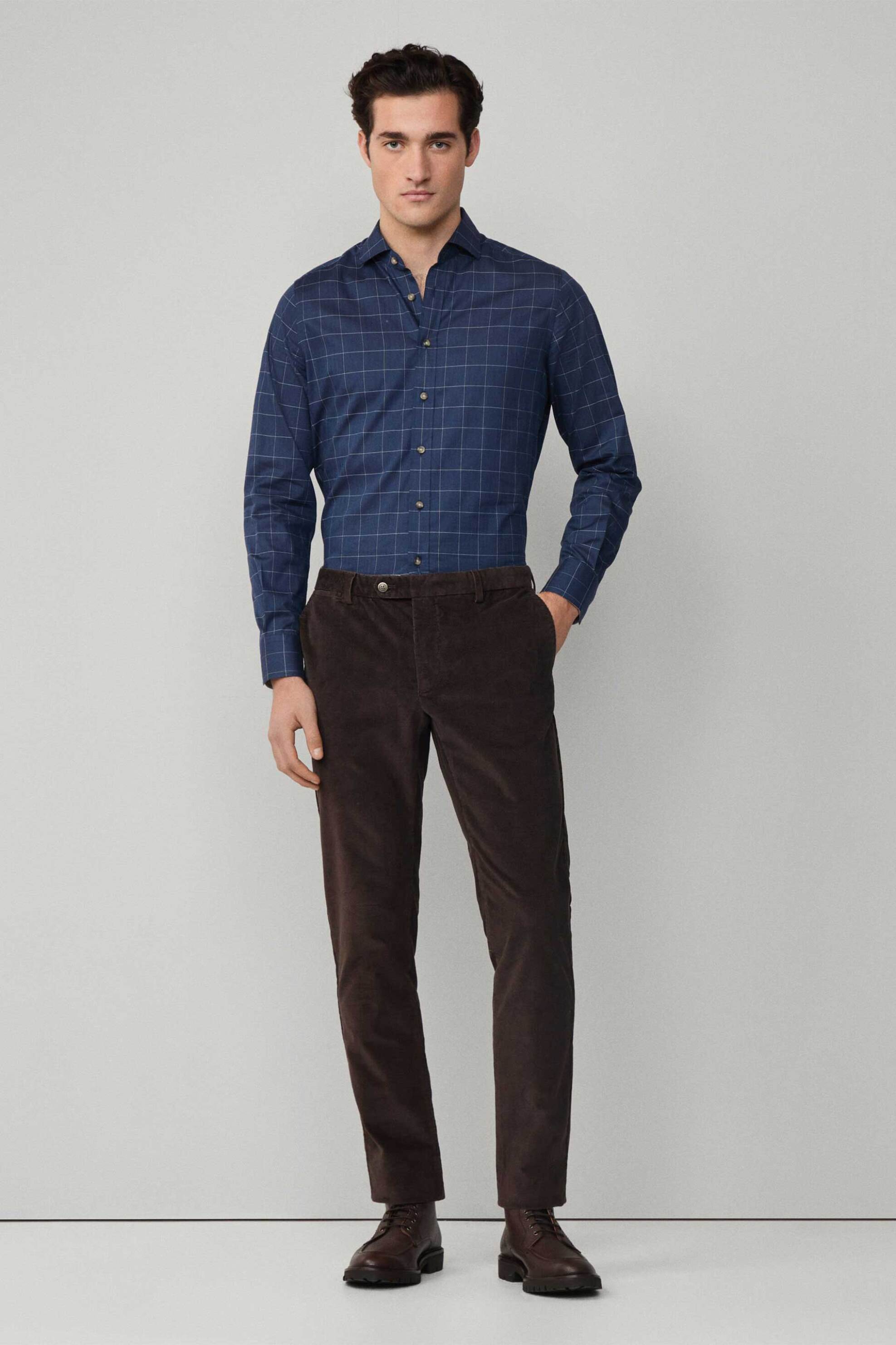 Hackett ανδρικό παντελόνι chino κοτλέ Slim Fit - HM2100019R Καφέ
