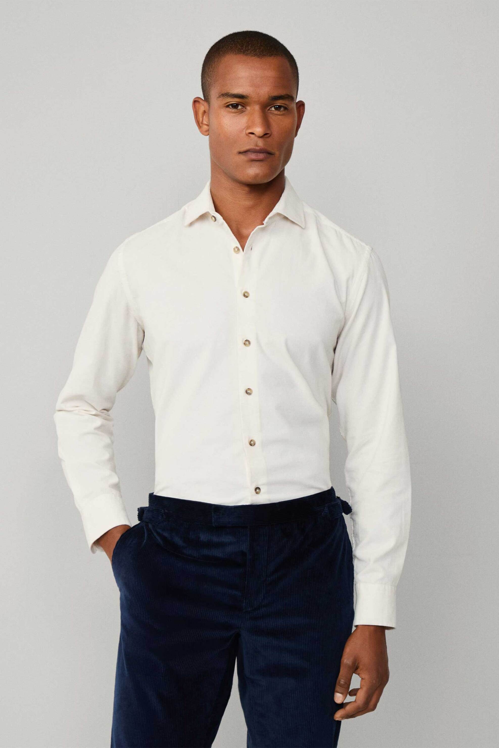 Hackett ανδρικό κοτλέ πουκάμισο Tailored Fit - HM3010412 Λευκό