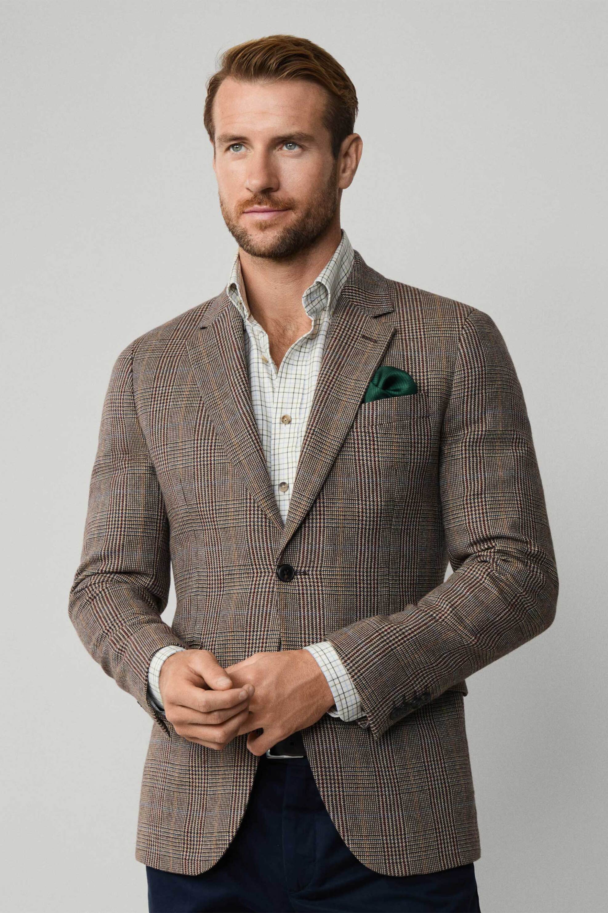 Hackett ανδρικό σακάκι με καρό σχέδιο - HM4400048R Καφέ