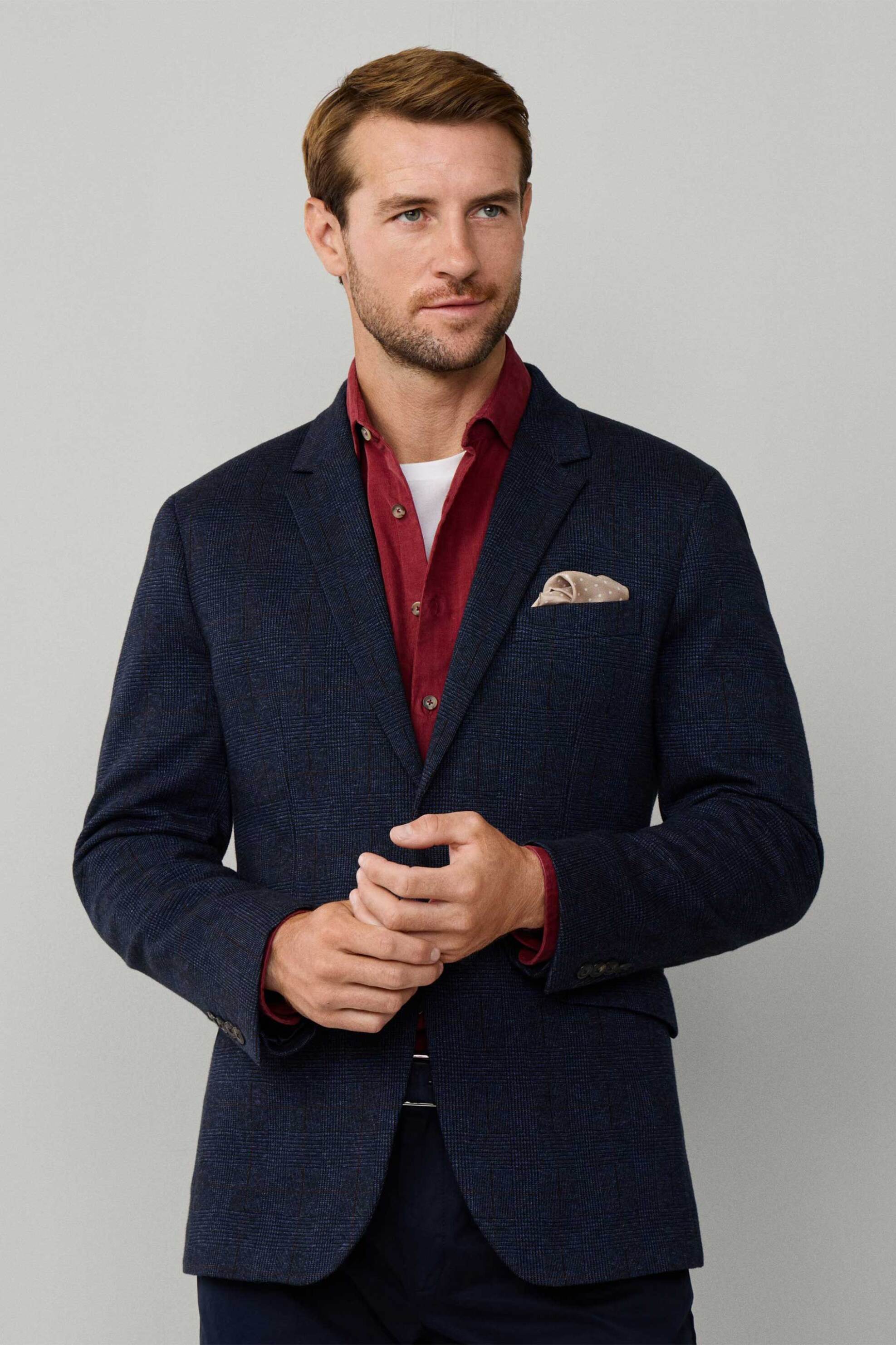 Hackett ανδρικό πλεκτό σακάκι "Prince Of Wales" - HM4400057R Μπλε Σκούρο