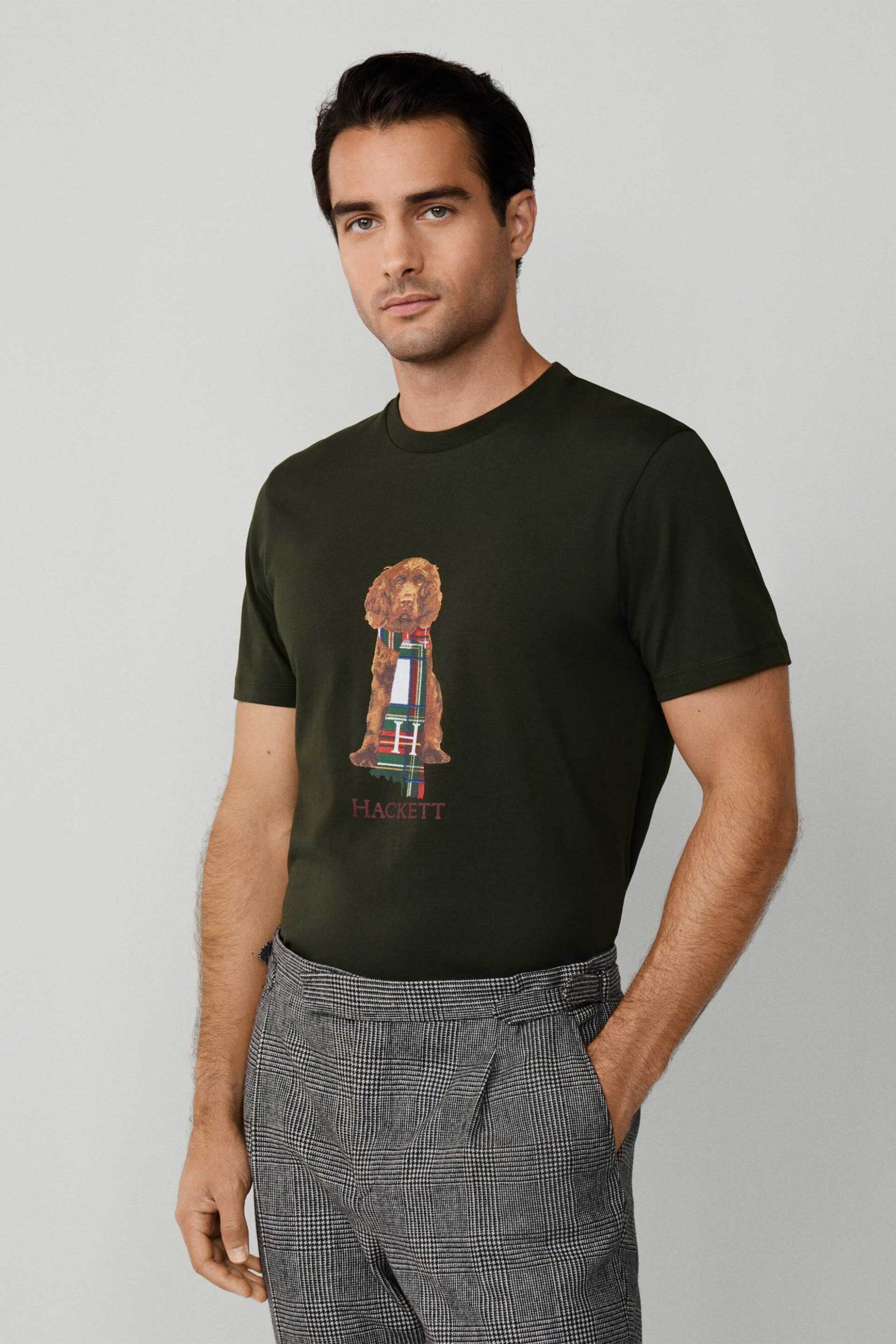 Hackett ανδρικό T-shirt με λογότυπο - HM5000022 Χακί