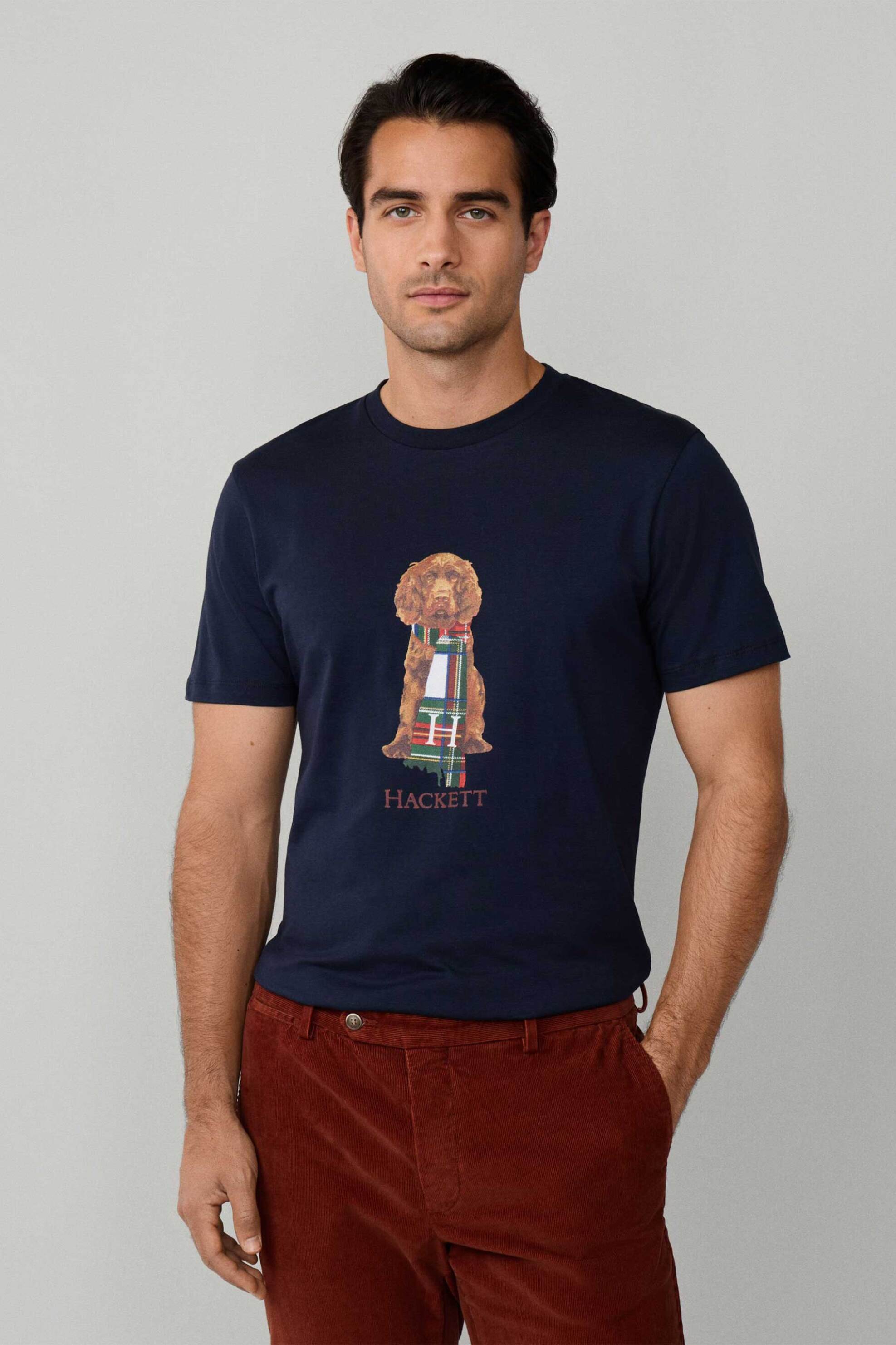 Hackett ανδρικό T-shirt με λογότυπο - HM5000022 Μπλε Σκούρο