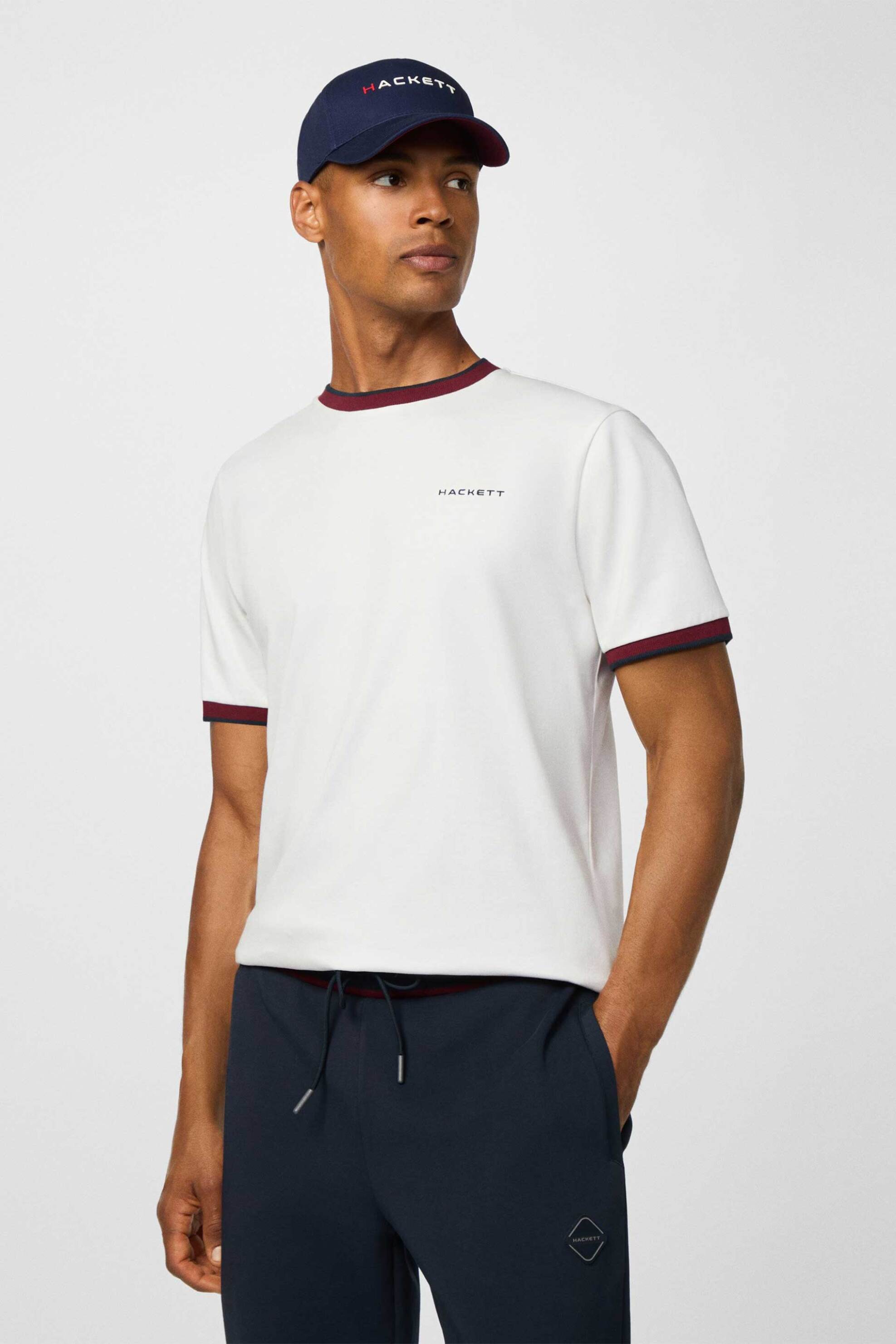 Hackett ανδρικό T-shirt με λογότυπο Classic Fit - HM5000036 Λευκό