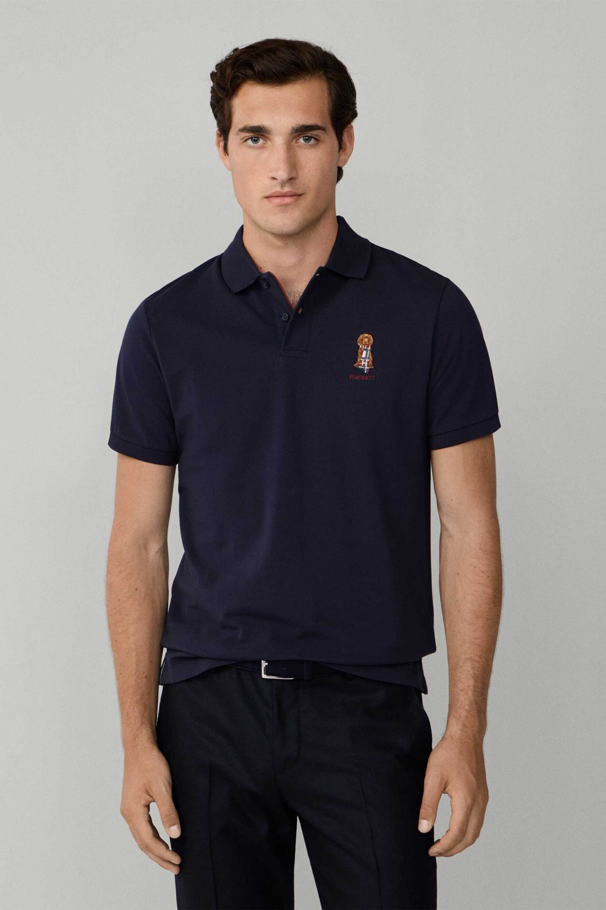 Hackett ανδρική μπλούζα πόλο με λογότυπο - HM5600028 Μπλε Σκούρο