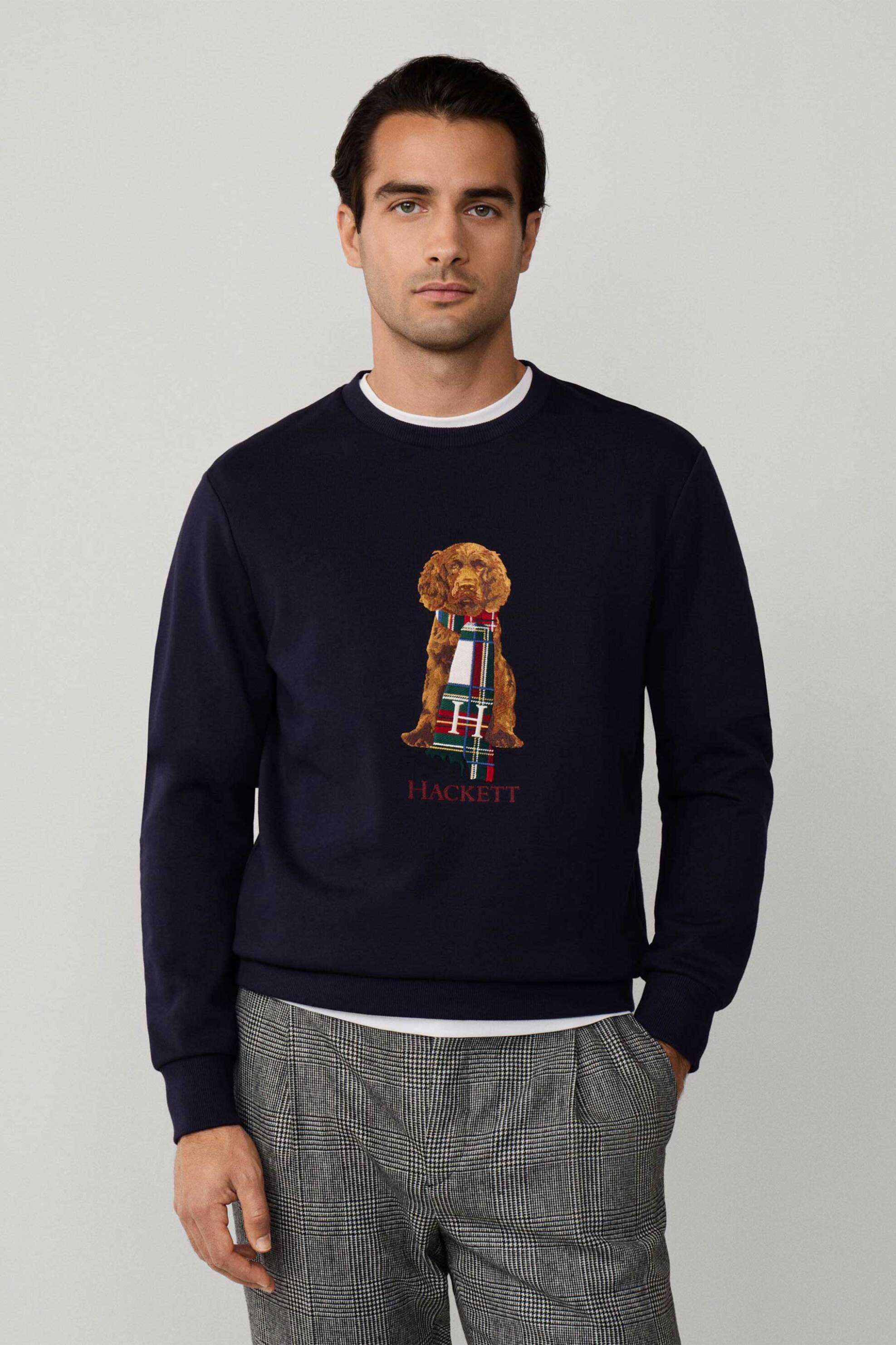 Hackett ανδρική μπλούζα φούτερ με logo print "Harry" - HM5800015 Μπλε Σκούρο