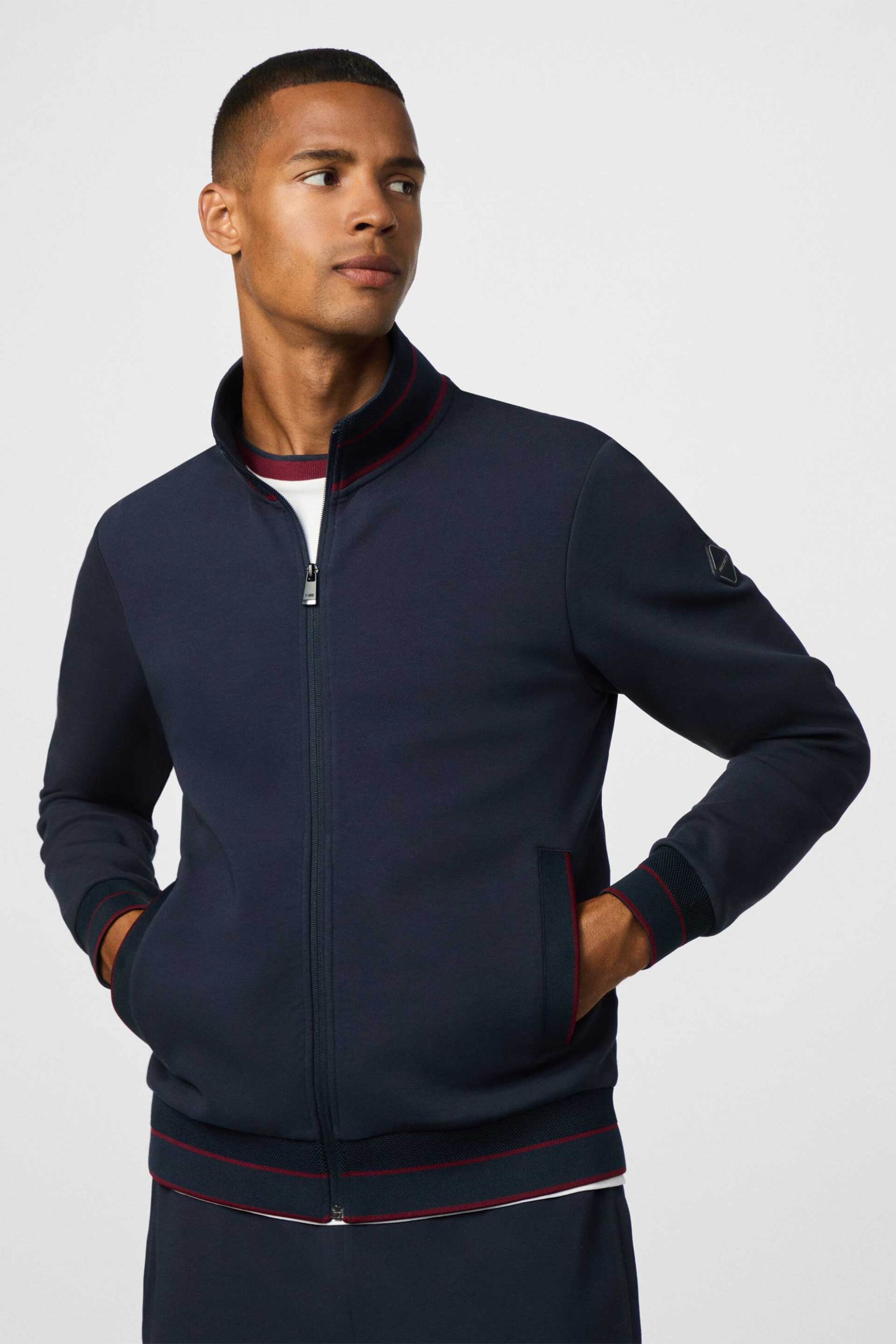 Hackett ανδρική ζακέτα φούτερ με logo patch "Manor" - HM5800025 Μπλε Σκούρο