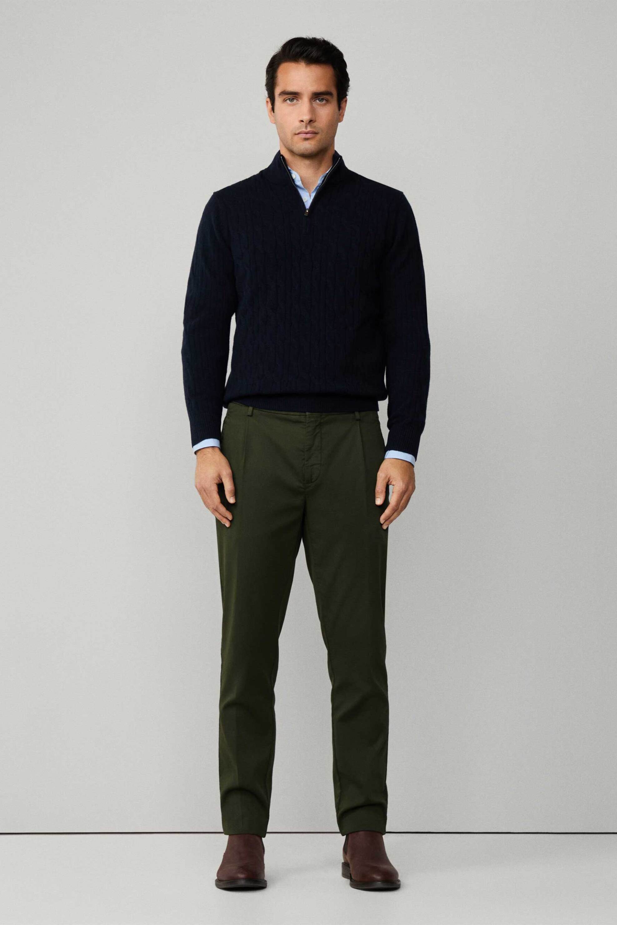 Hackett ανδρικό μάλλινο πουλόβερ με σχέδιο στην πλέξη με ψηλό λαιμό Regular Fit - HM7000080 Μπλε Σκούρο φωτογραφία