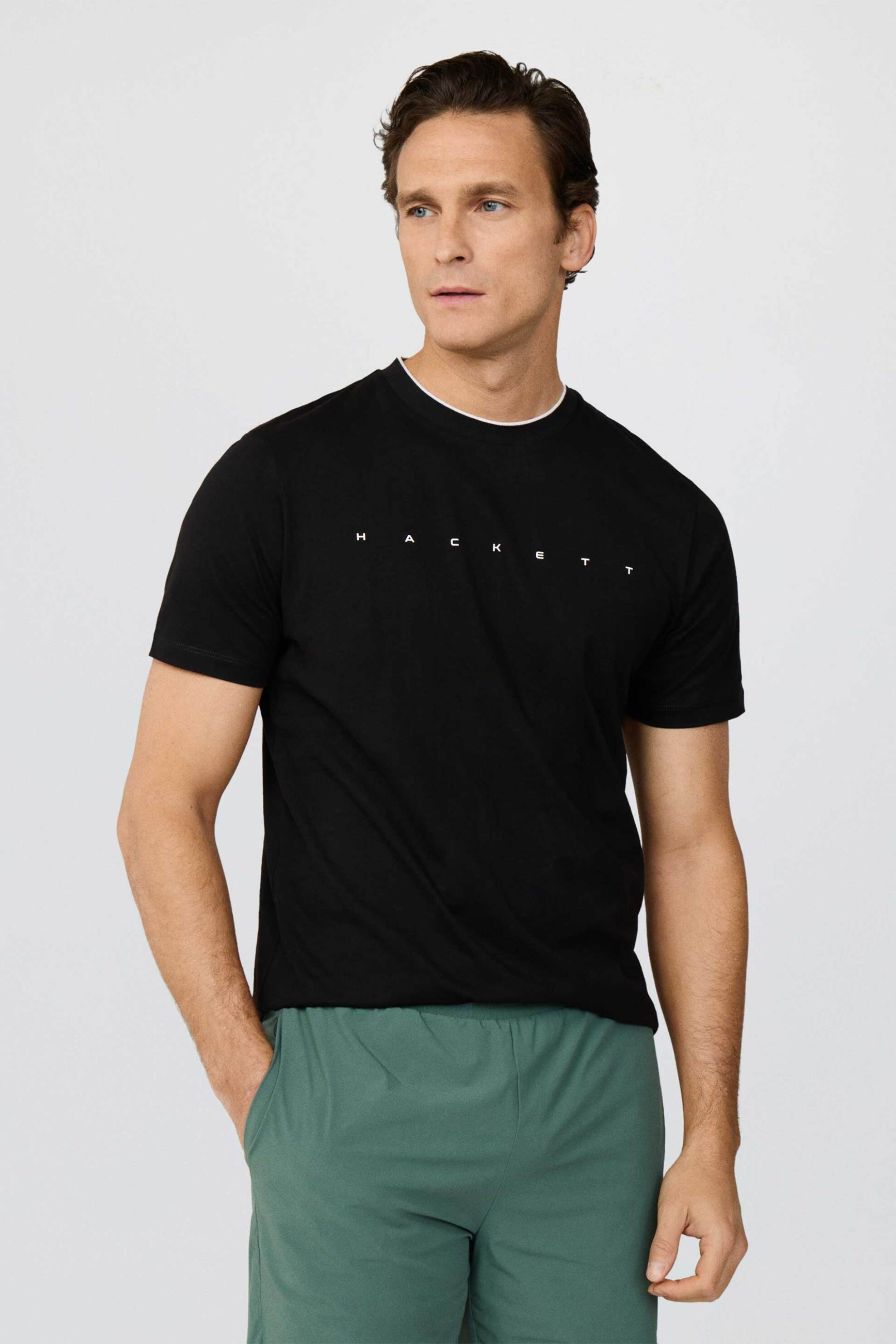 Hackett ανδρικό T-shirt με λογότυπο Classic Fit - HM5000103 Μαύρο
