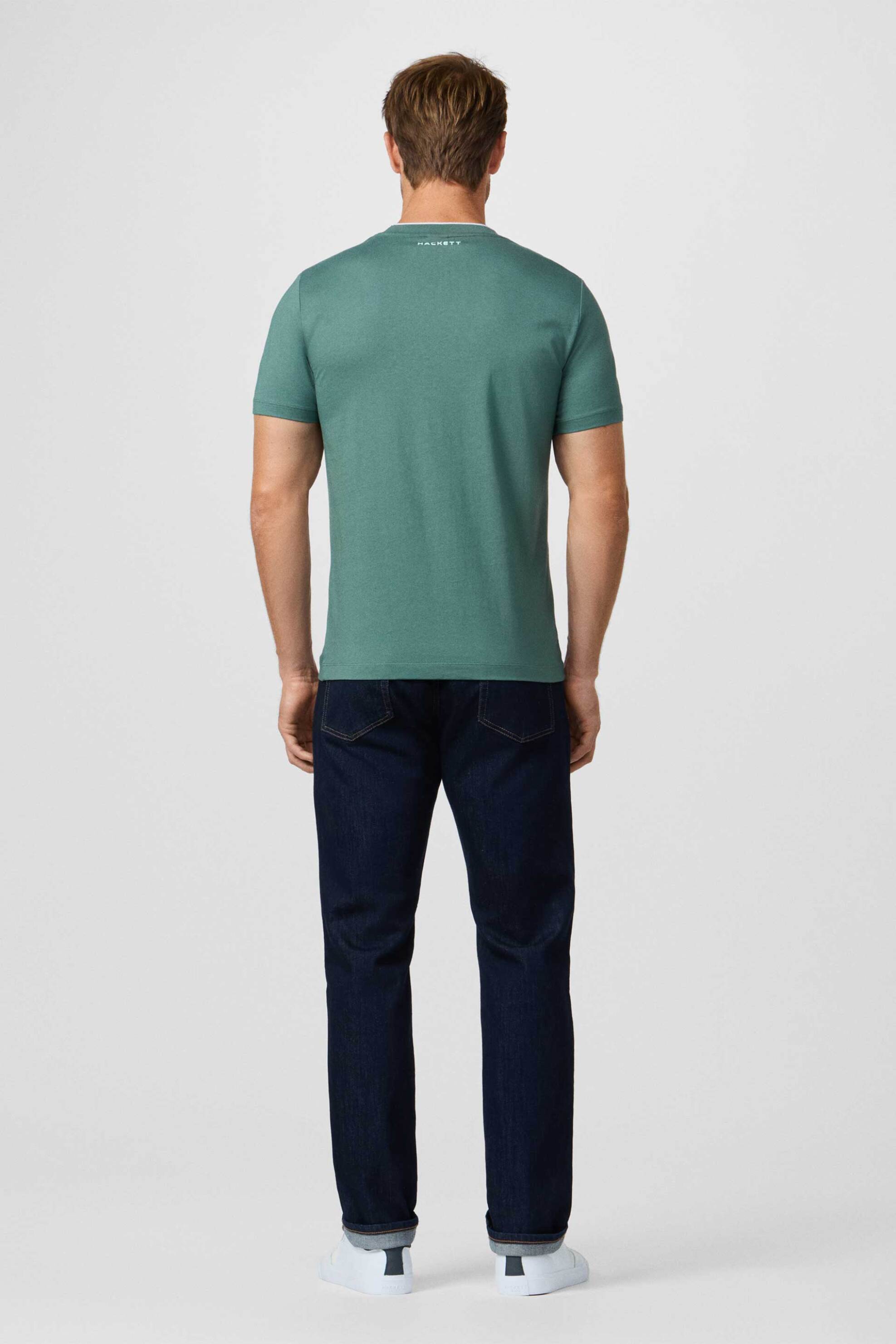Hackett Ανδρικό T-Shirt με Λογότυπο Classic Fit - Hm5000103 Πράσινο Ανοιχτό