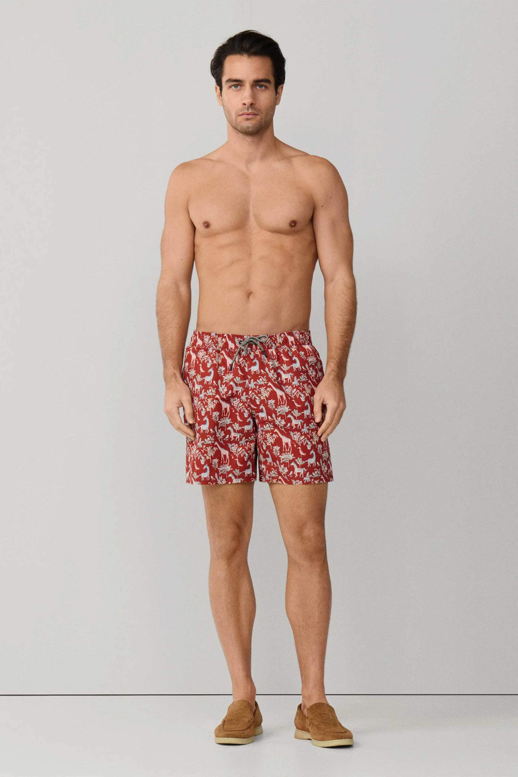 Hackett ανδρικό μαγιό σορτς με safari print Regular Fit - HMB100033 Κόκκινο