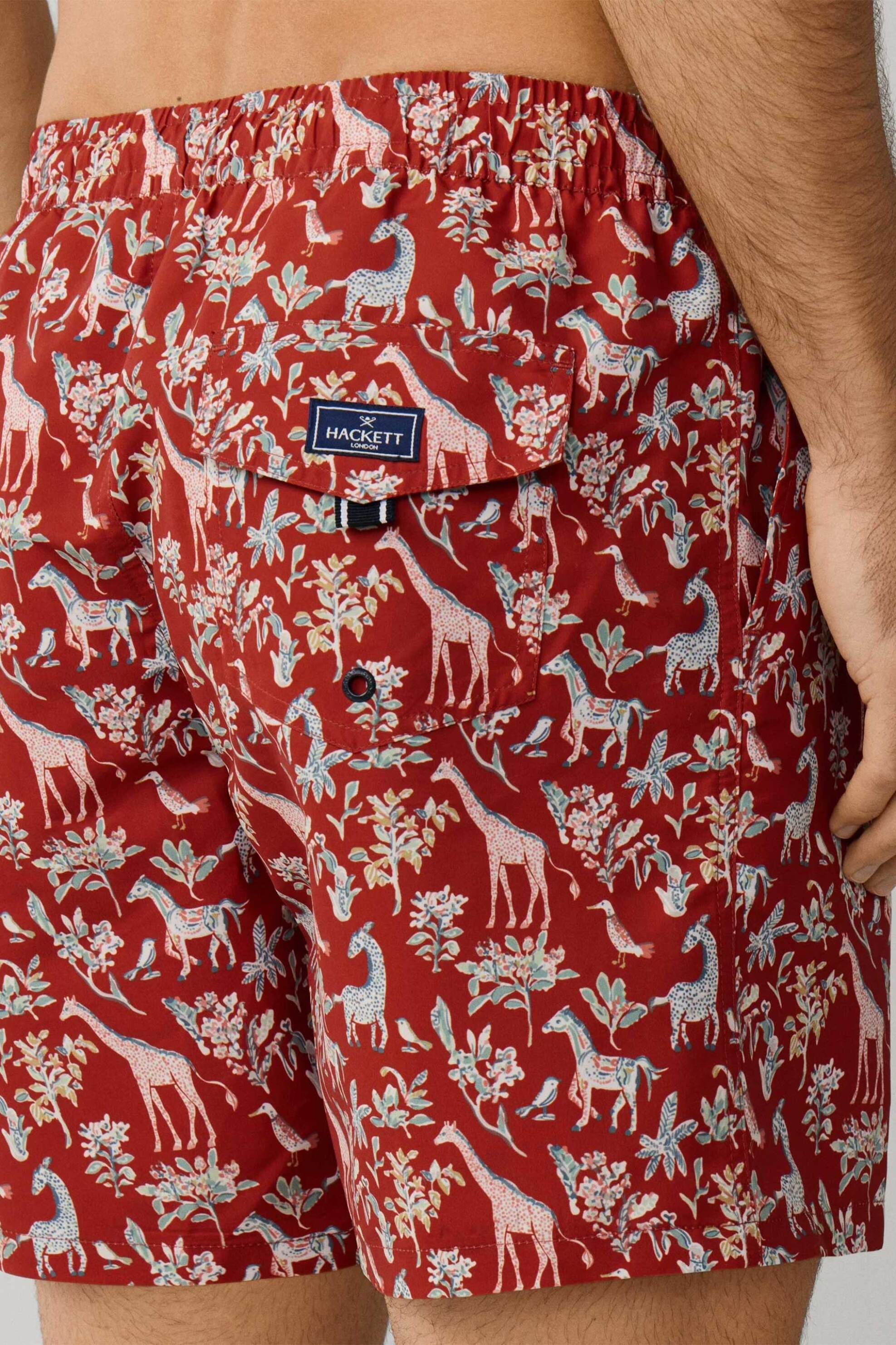 Hackett Ανδρικό Μαγιό Σορτς με Safari Print Regular Fit - Hmb100033 Κόκκινο