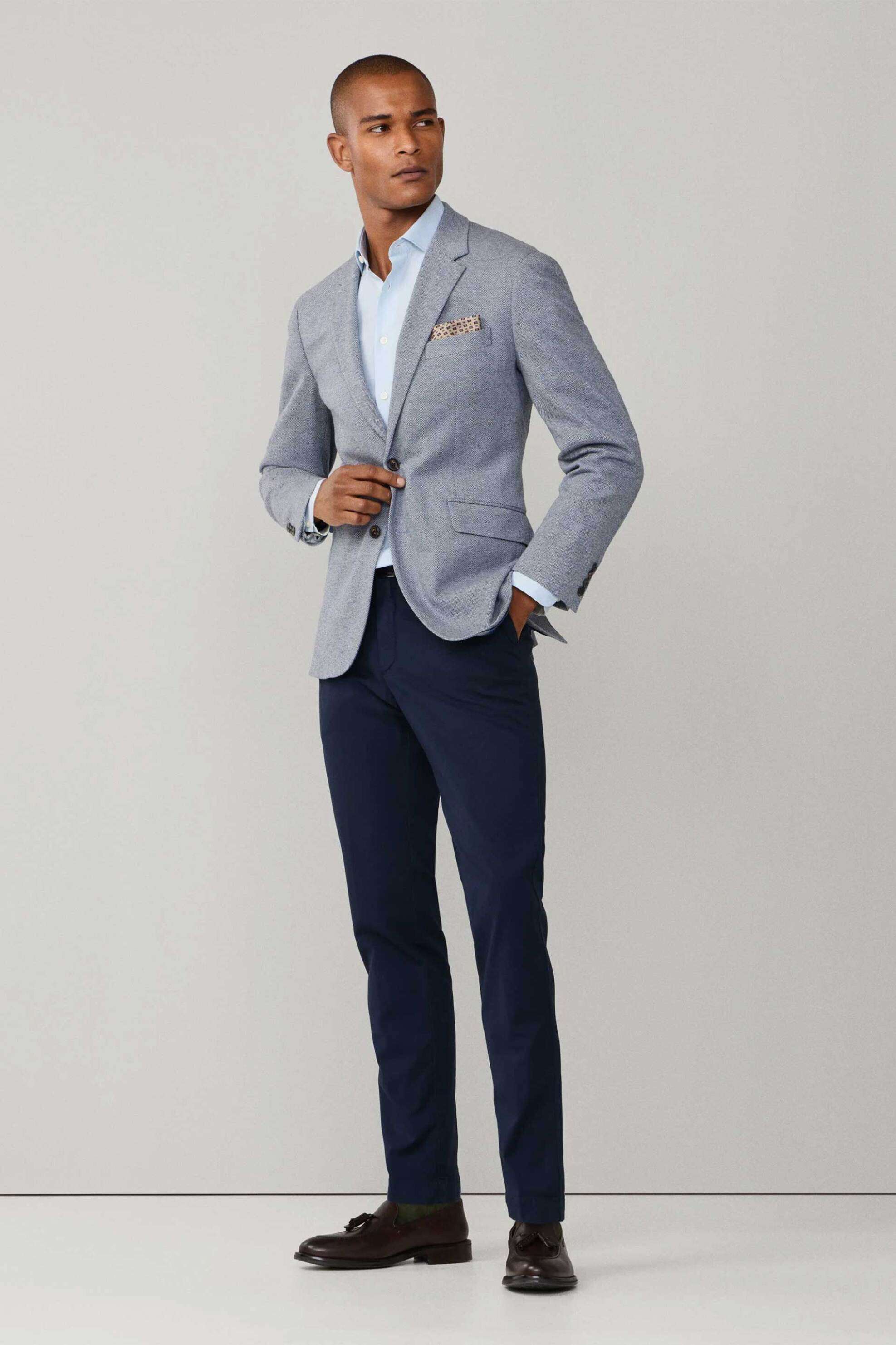 Hackett ανδρικό παντελόνι chino textured Slim Fit - HM2100062R Μπλε Σκούρο
