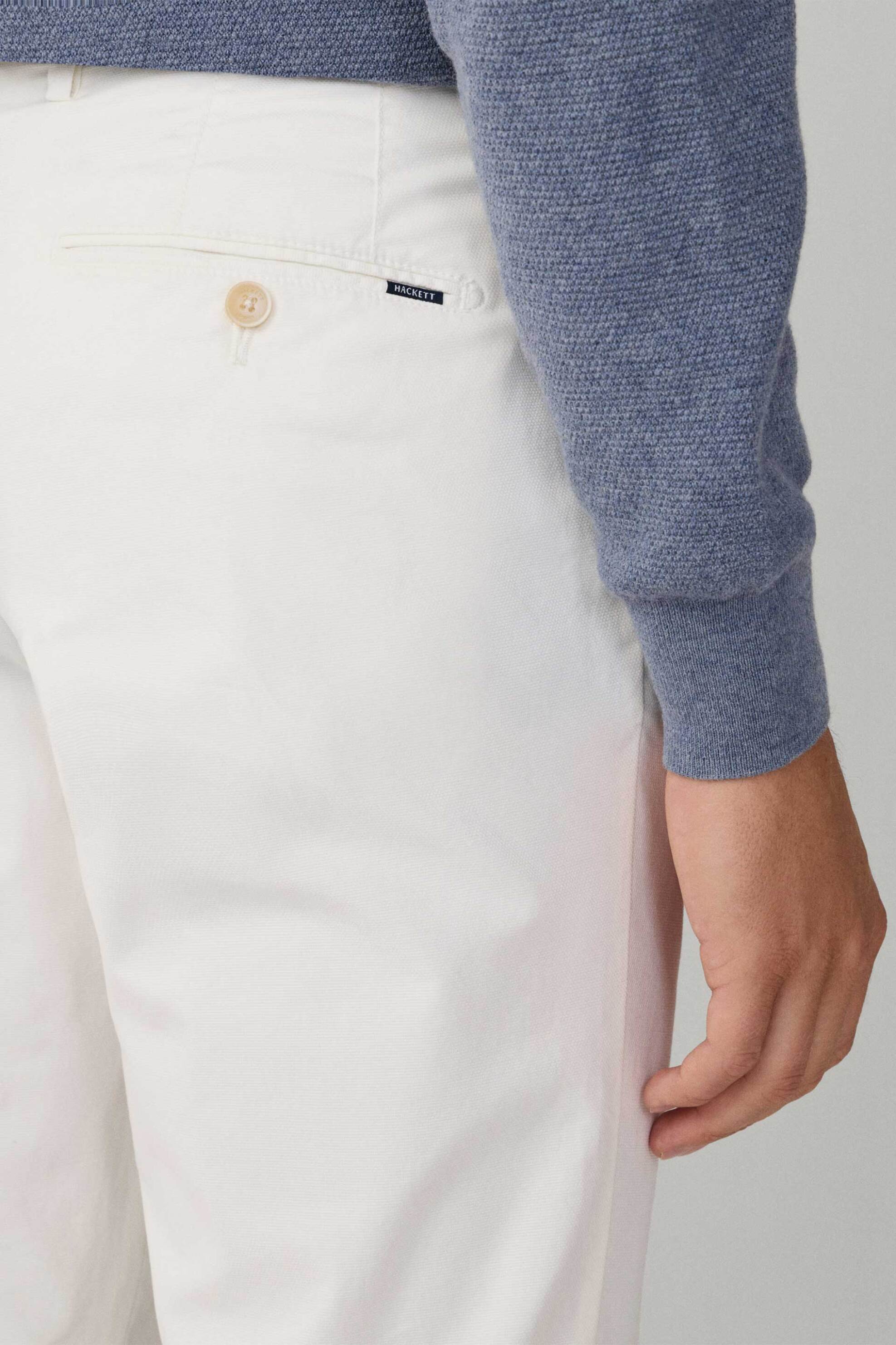 Hackett Ανδρικό Παντελόνι Chino Textured Slim Fit - Hm2100062R Λευκό