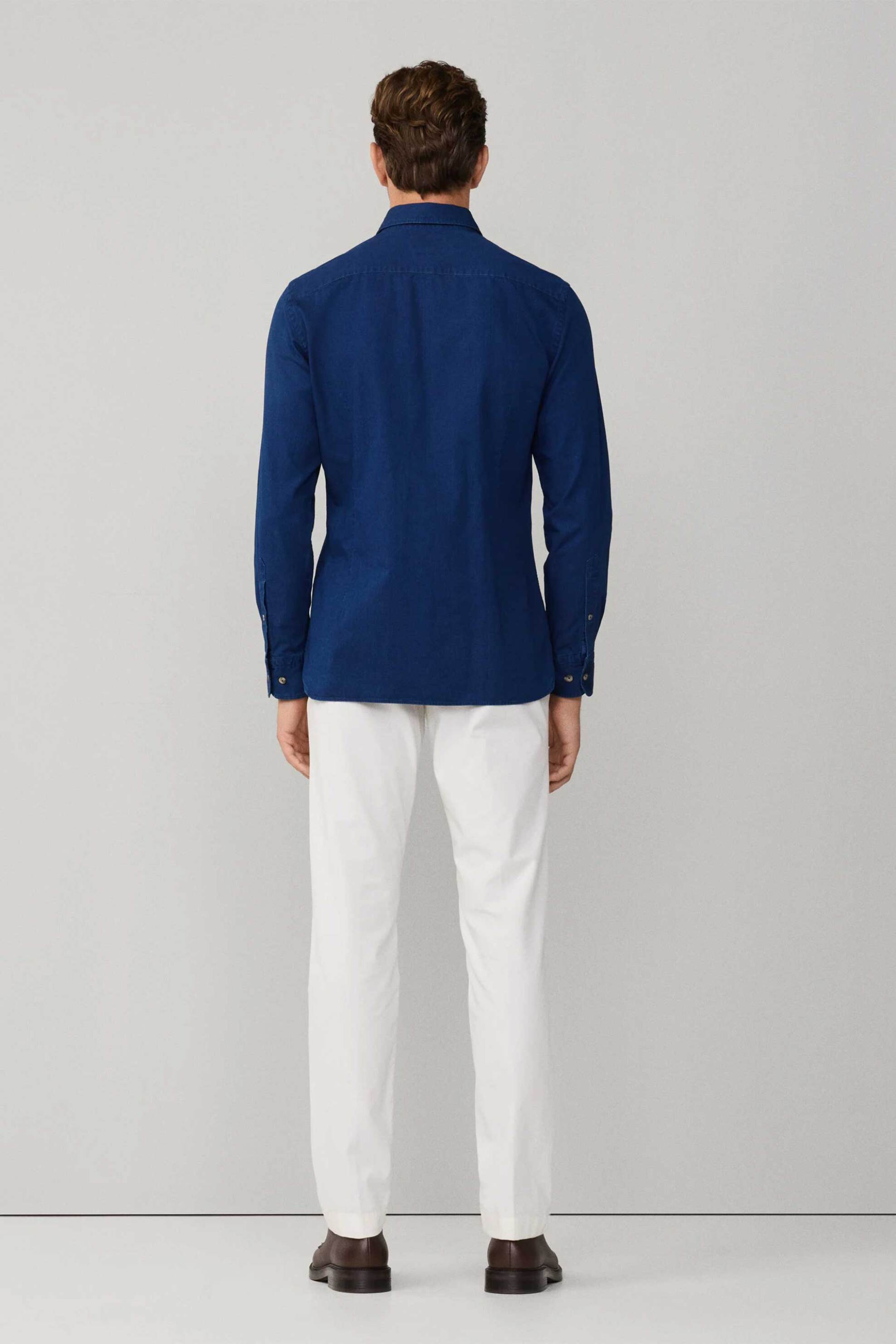 Hackett Ανδρικό Denim Πουκάμισο με Κεντημένο Λογότυπο Tailored Fit - Hm3010534 Μπλε Σκούρο
