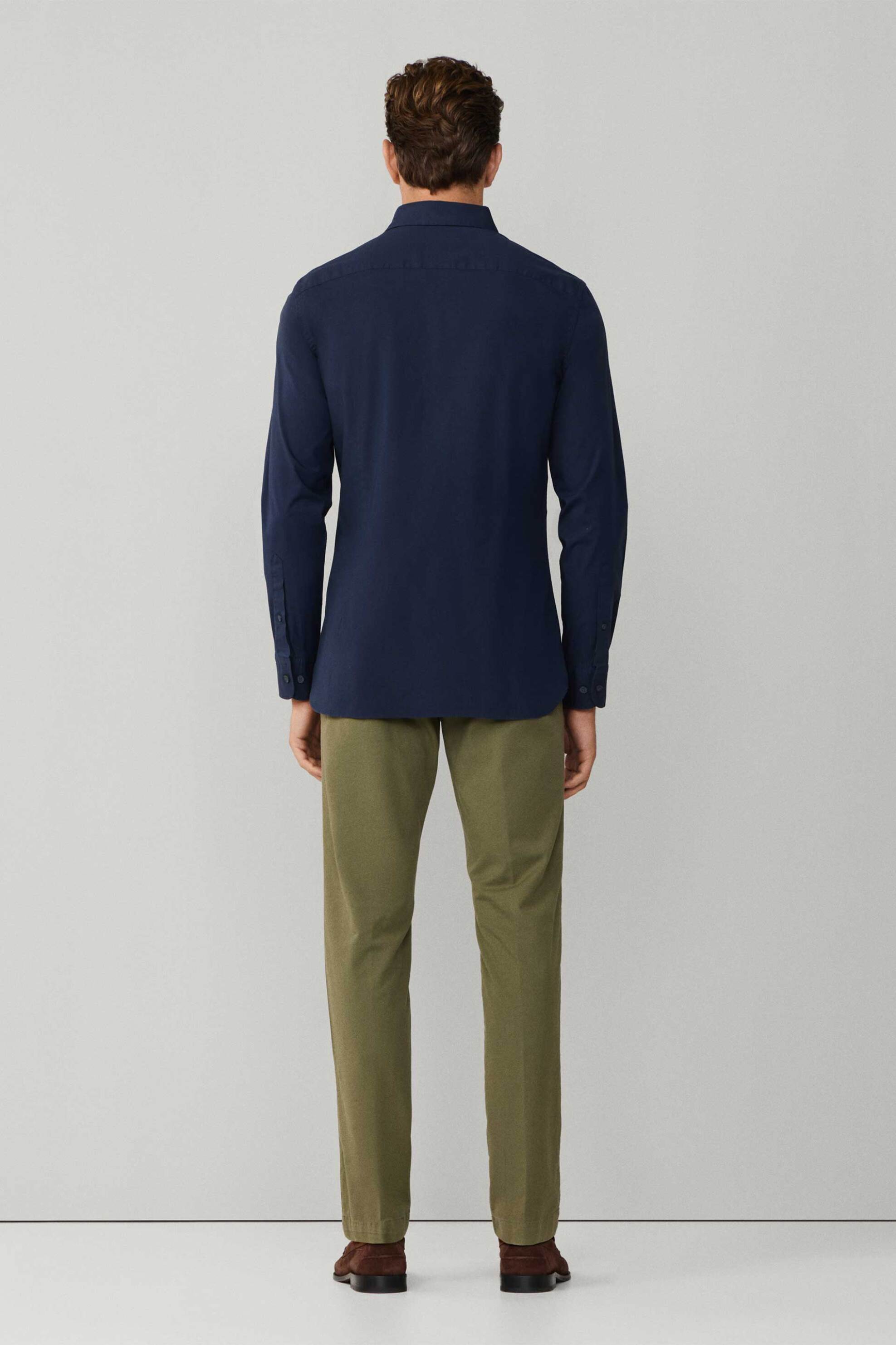 Hackett Ανδρικό Πουκάμισο Stretch Poplin με Κεντημένο Λογότυπο Tailored Fit - Hm3010540 Μπλε Σκούρο
