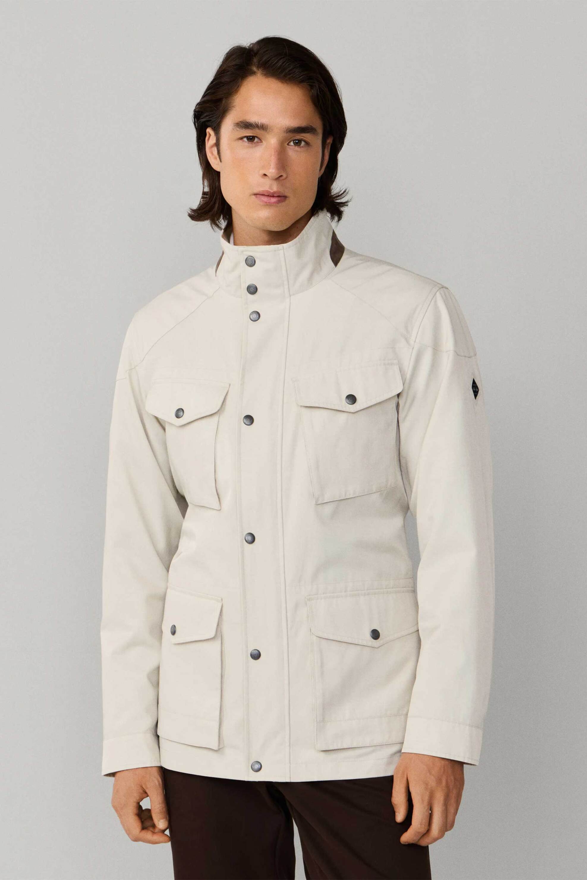 Hackett ανδρικό μπουφάν με ψηλό λαιμό και τσέπες - HM4000095 Εκρού