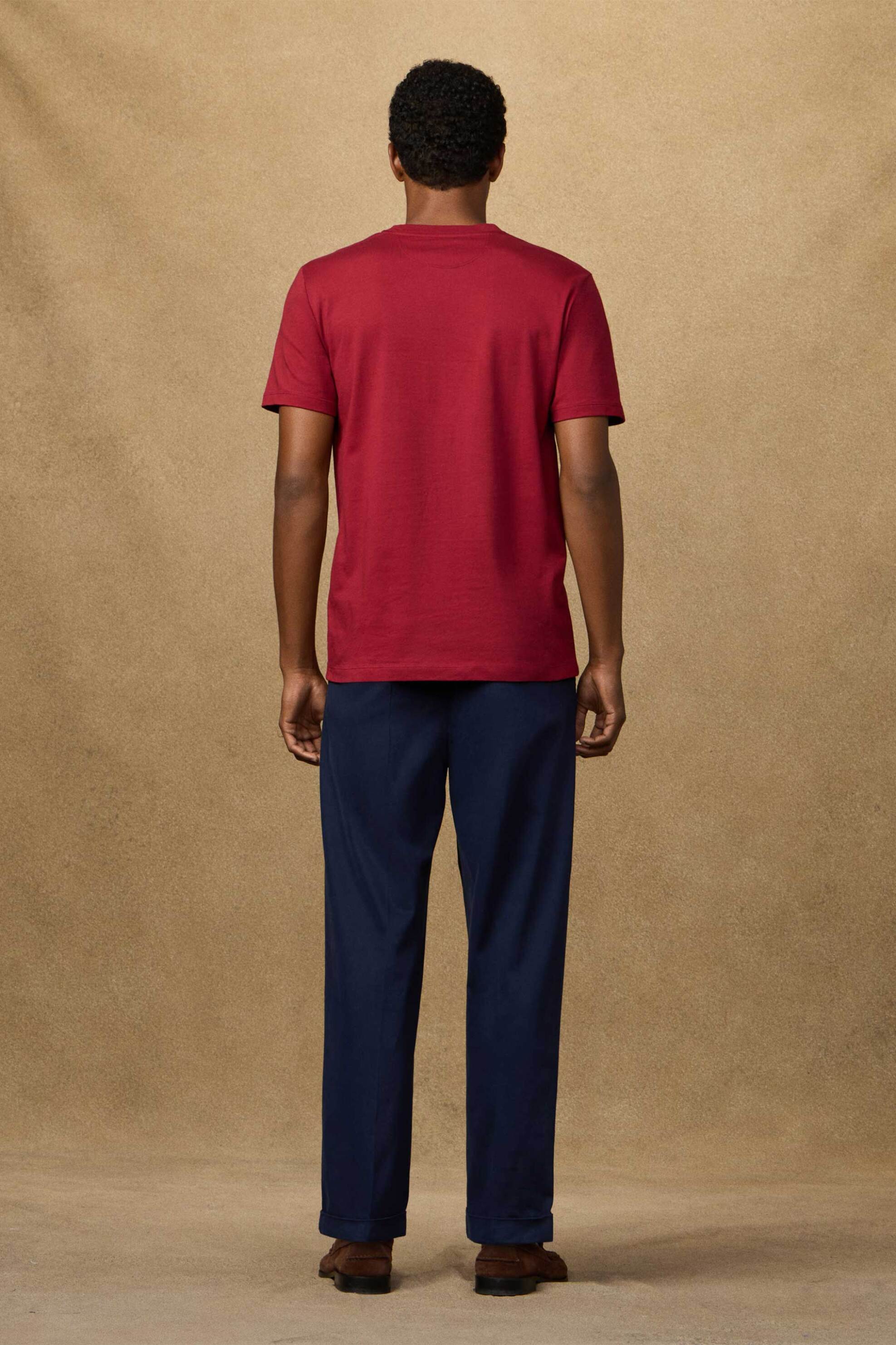 Hackett Ανδρικό T-Shirt με Logo Patch Classic Fit - Hm5000063 Μπορντό