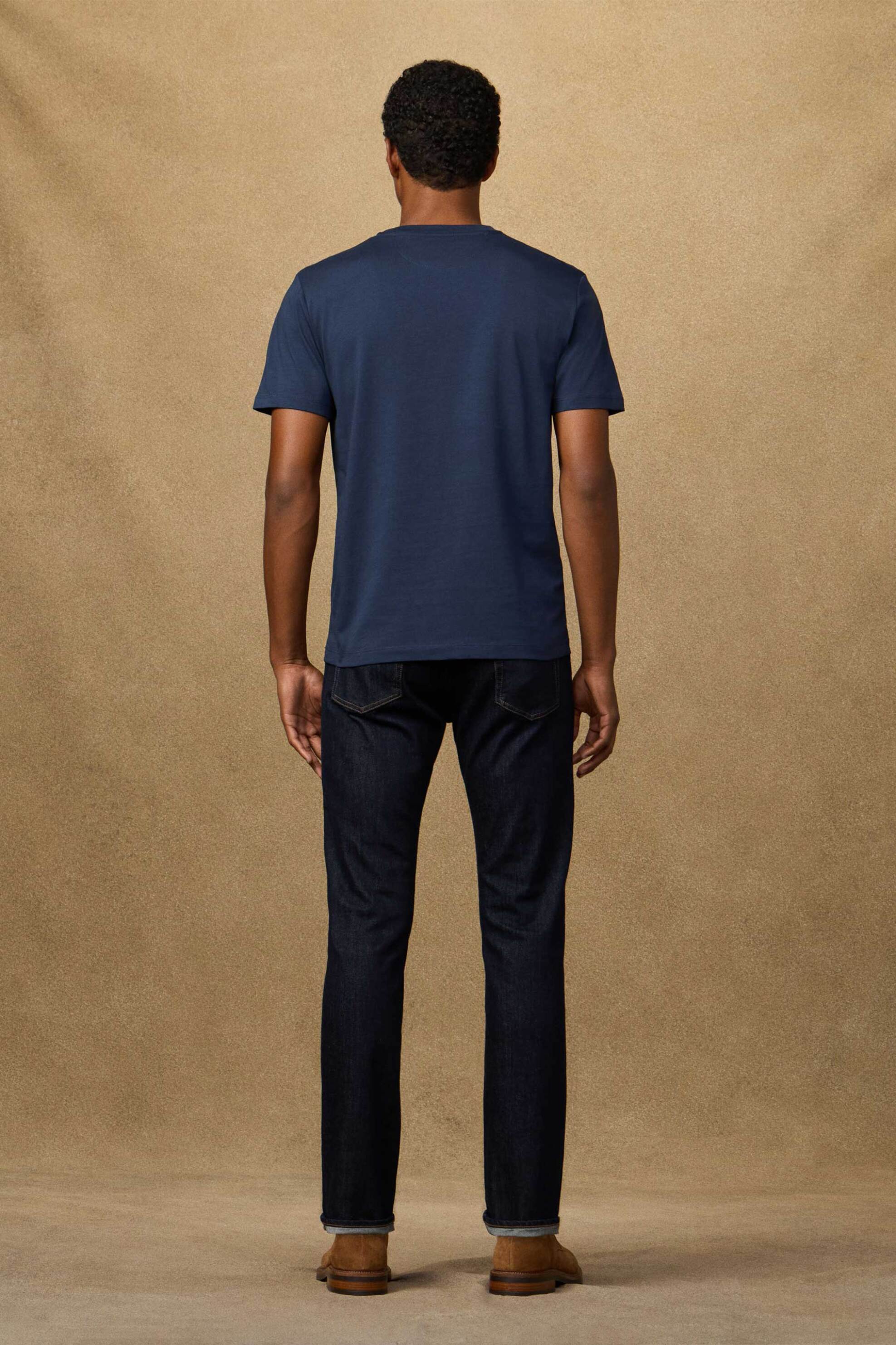 Hackett Ανδρικό T-Shirt με Logo Patch Classic Fit - Hm5000063 Μπλε Σκούρο