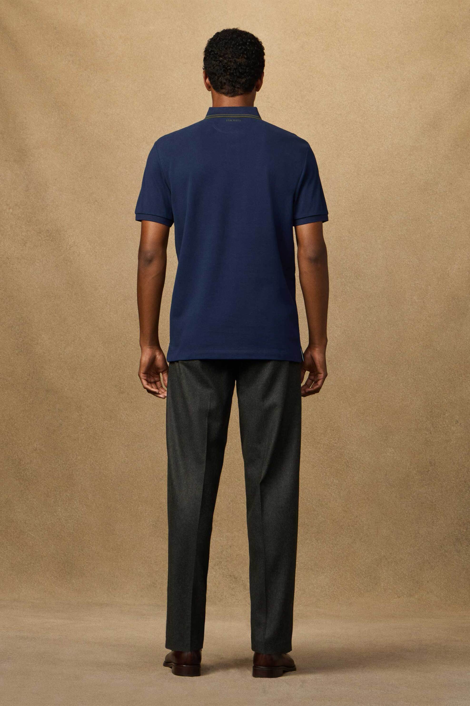 Hackett Ανδρική Μπλούζα Πόλο Πικέ με Logo Patch Classic Fit - Hm5600082 Μπλε Σκούρο