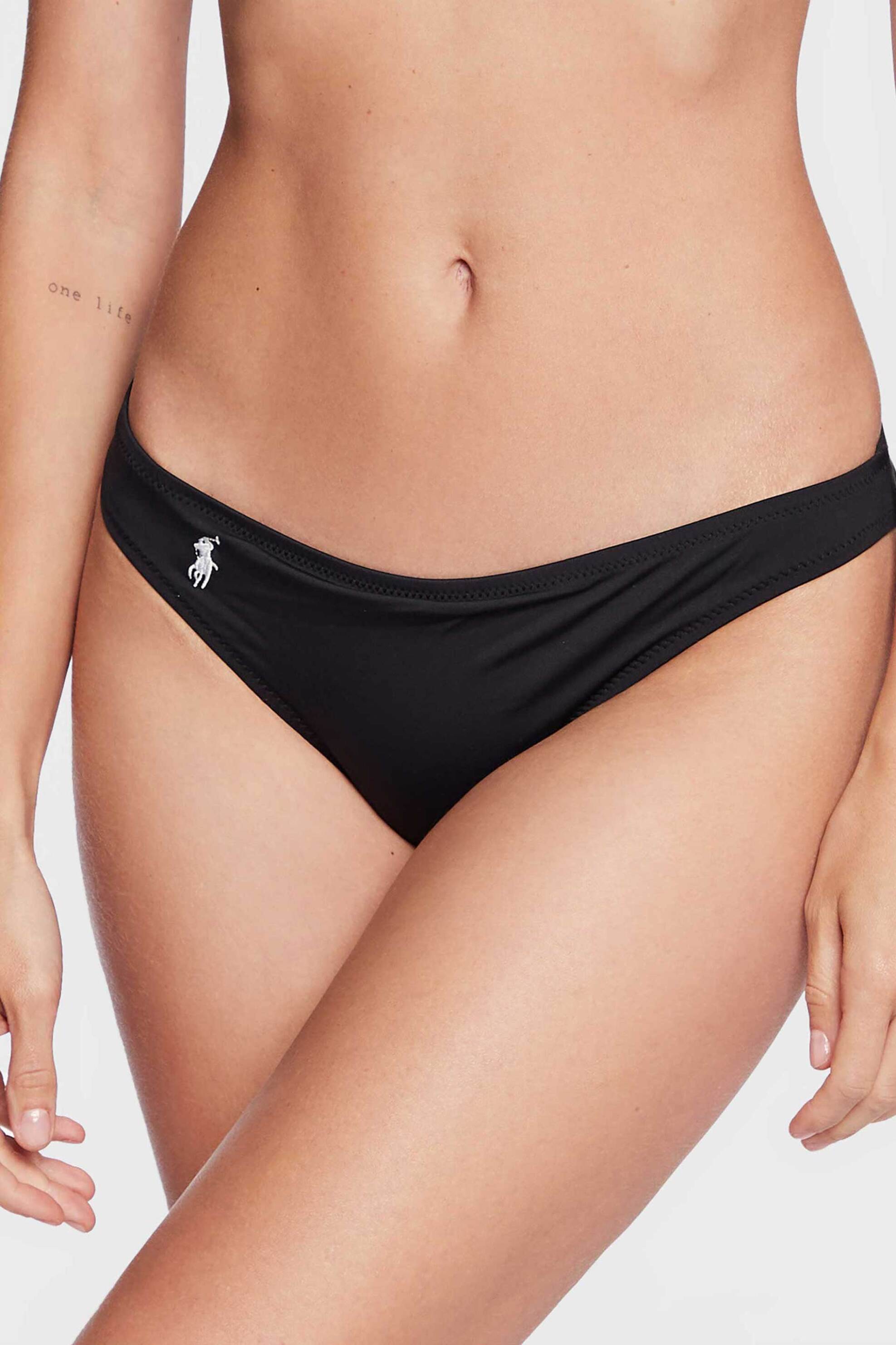 Lauren Ralph Lauren γυναικείο μαγιό μπικίνι σλιπ μονόχρωμο με λογότυπο - 21255350-BBK Μαύρο
