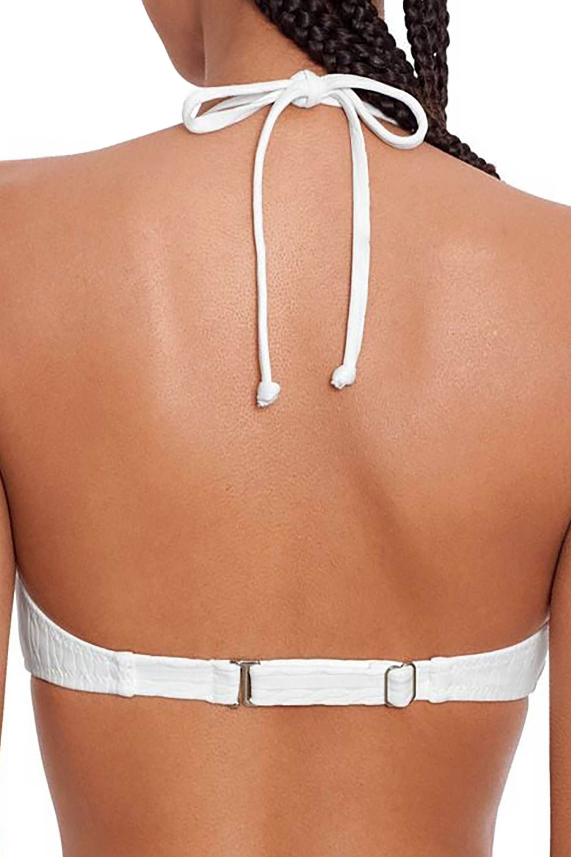 LAUREN RALPH LAUREN Lauren Ralph Lauren γυναικείο μαγιό μπικίνι τοπ τρίγωνο με cable pattern - 21371437-WRW Λευκό - 2