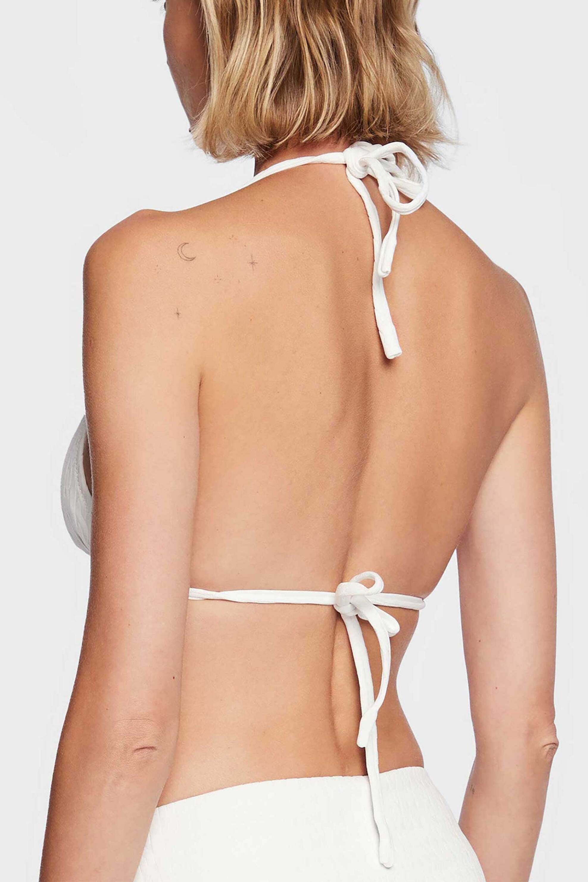LAUREN RALPH LAUREN Lauren Ralph Lauren γυναικείο μαγιό μπικίνι τοπ τρίγωνο με cable pattern - 21371546-WRW Λευκό - 3