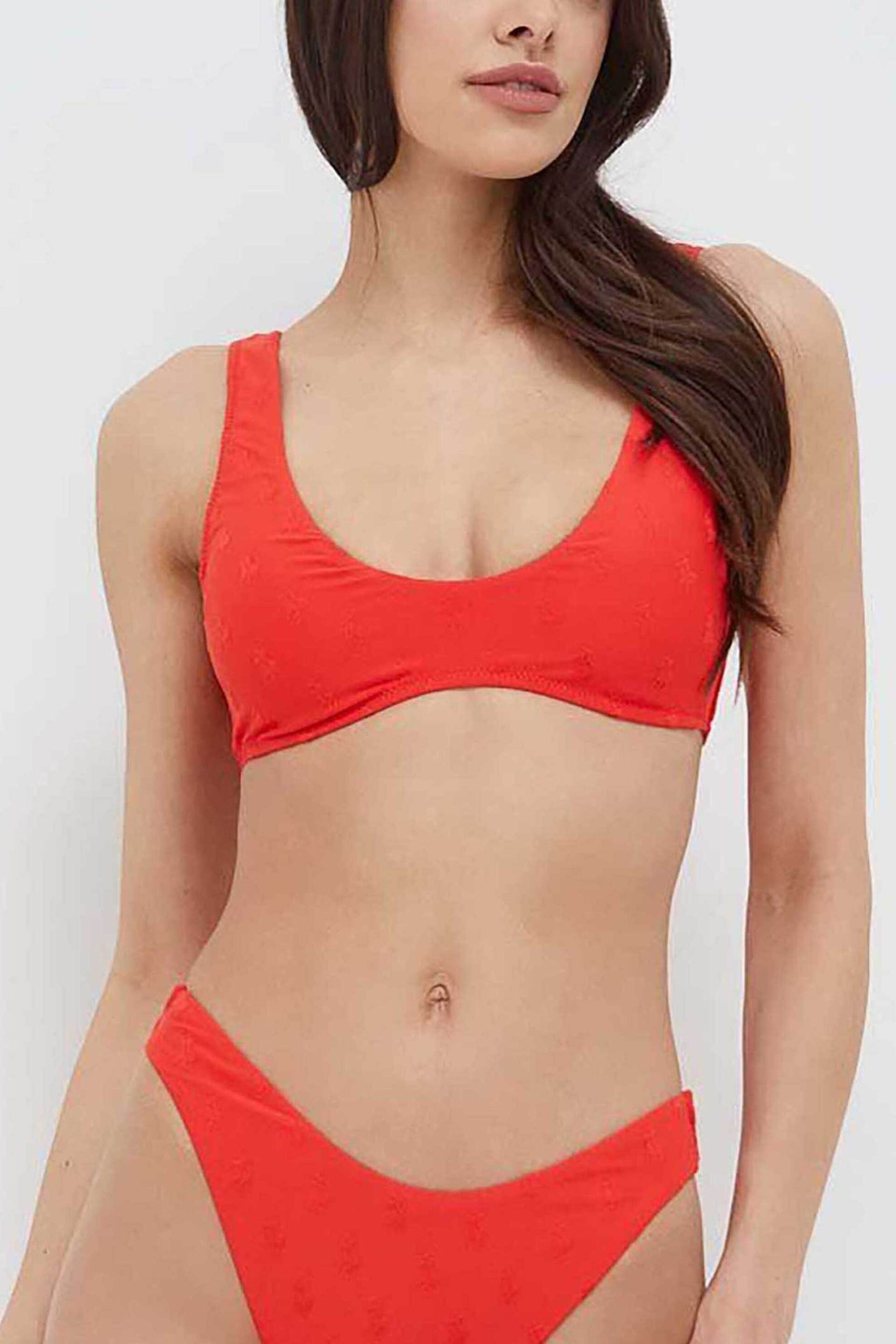 Lauren Ralph Lauren γυναικείο μαγιό μπικίνι τοπ με all-over logo pattern - 21485434-HBS Κόκκινο