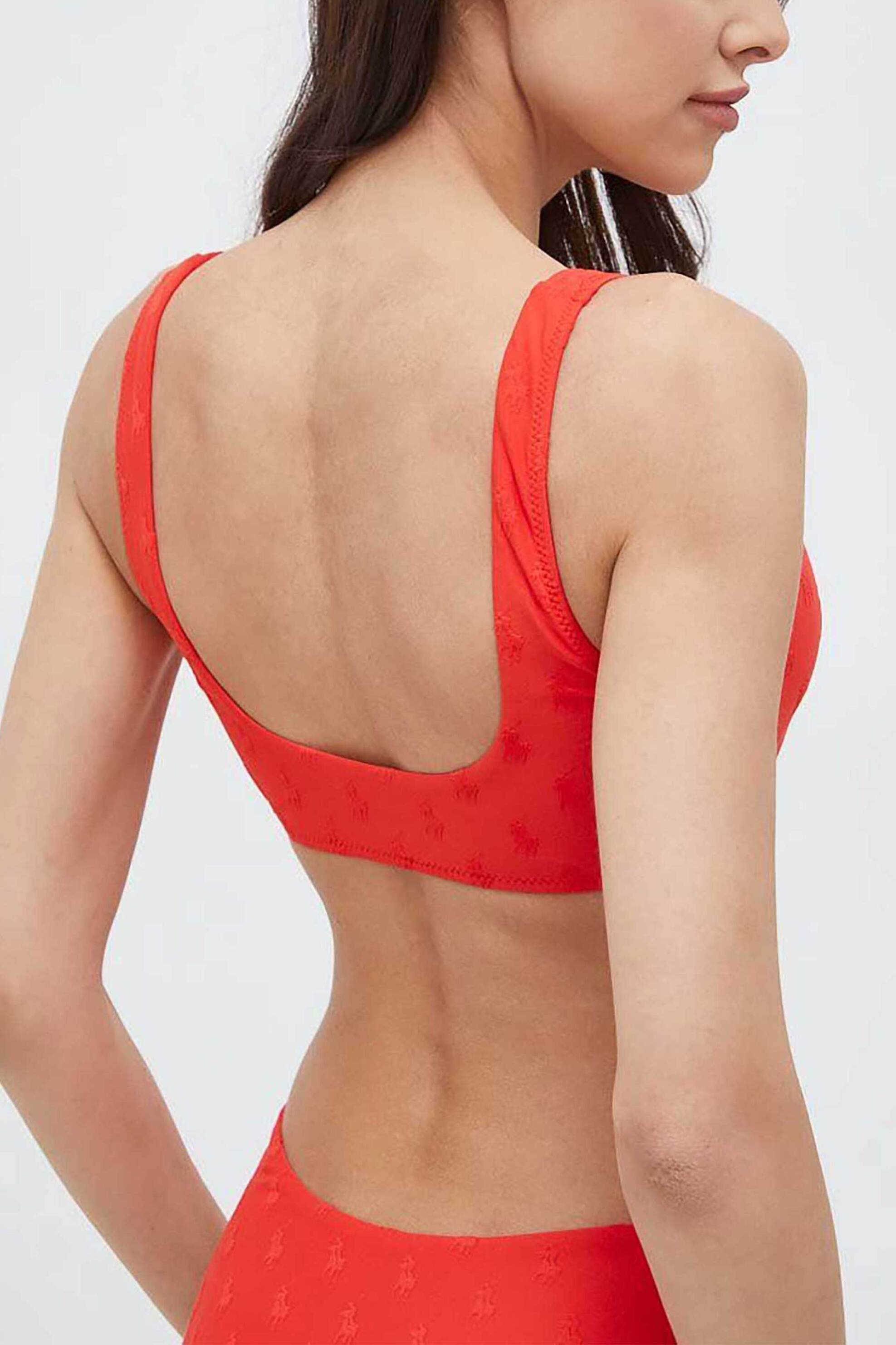 Lauren Ralph Γυναικείο Μαγιό Μπικίνι Τοπ με All-Over Logo Pattern - 21485434-Hbs Κόκκινο