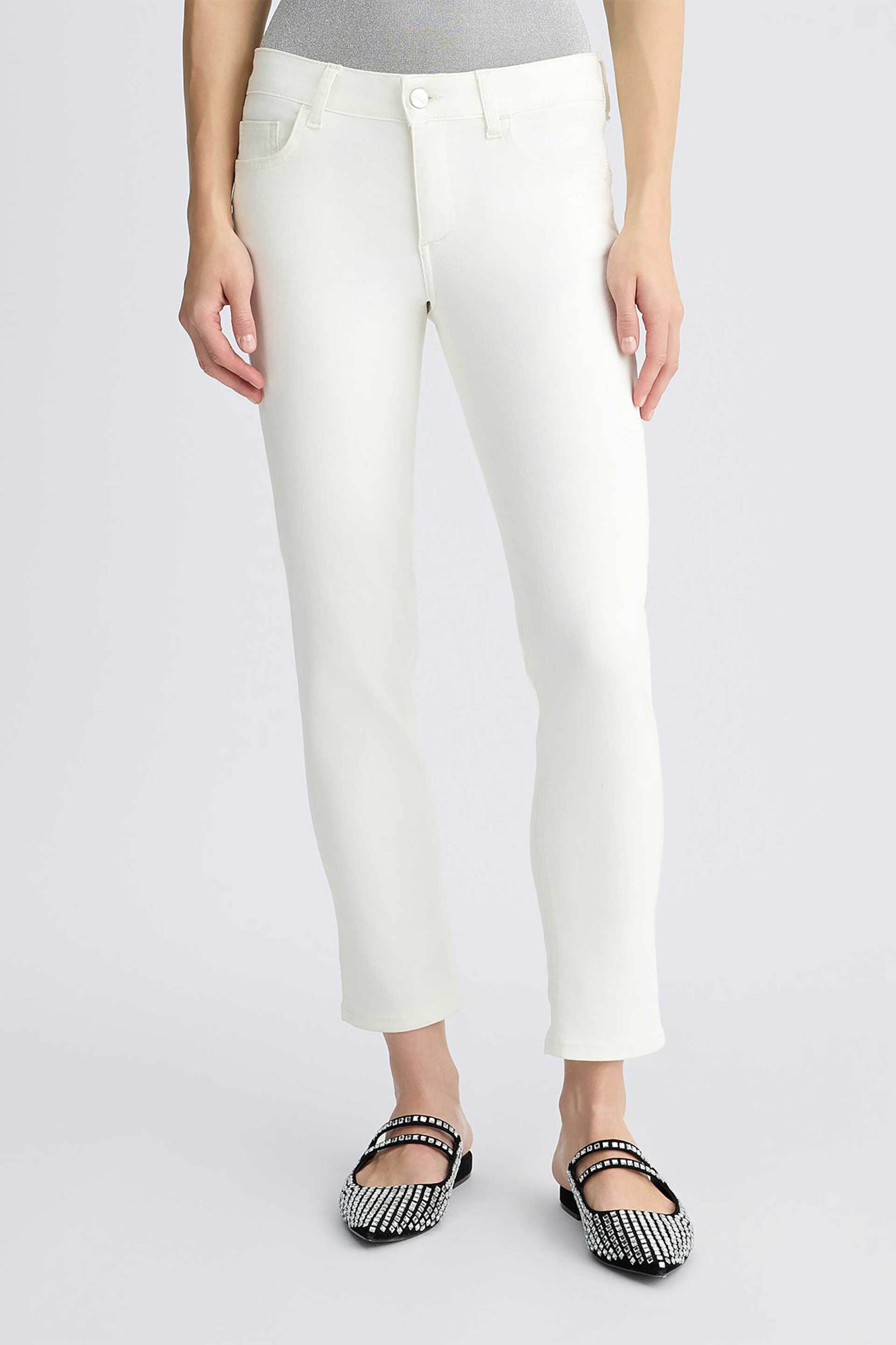 Liu Jo γυναικείο παντελόνι πεντάτσεπο με logo patch cropped Skinny Fit - UA5006T2594 Λευκό φωτογραφία