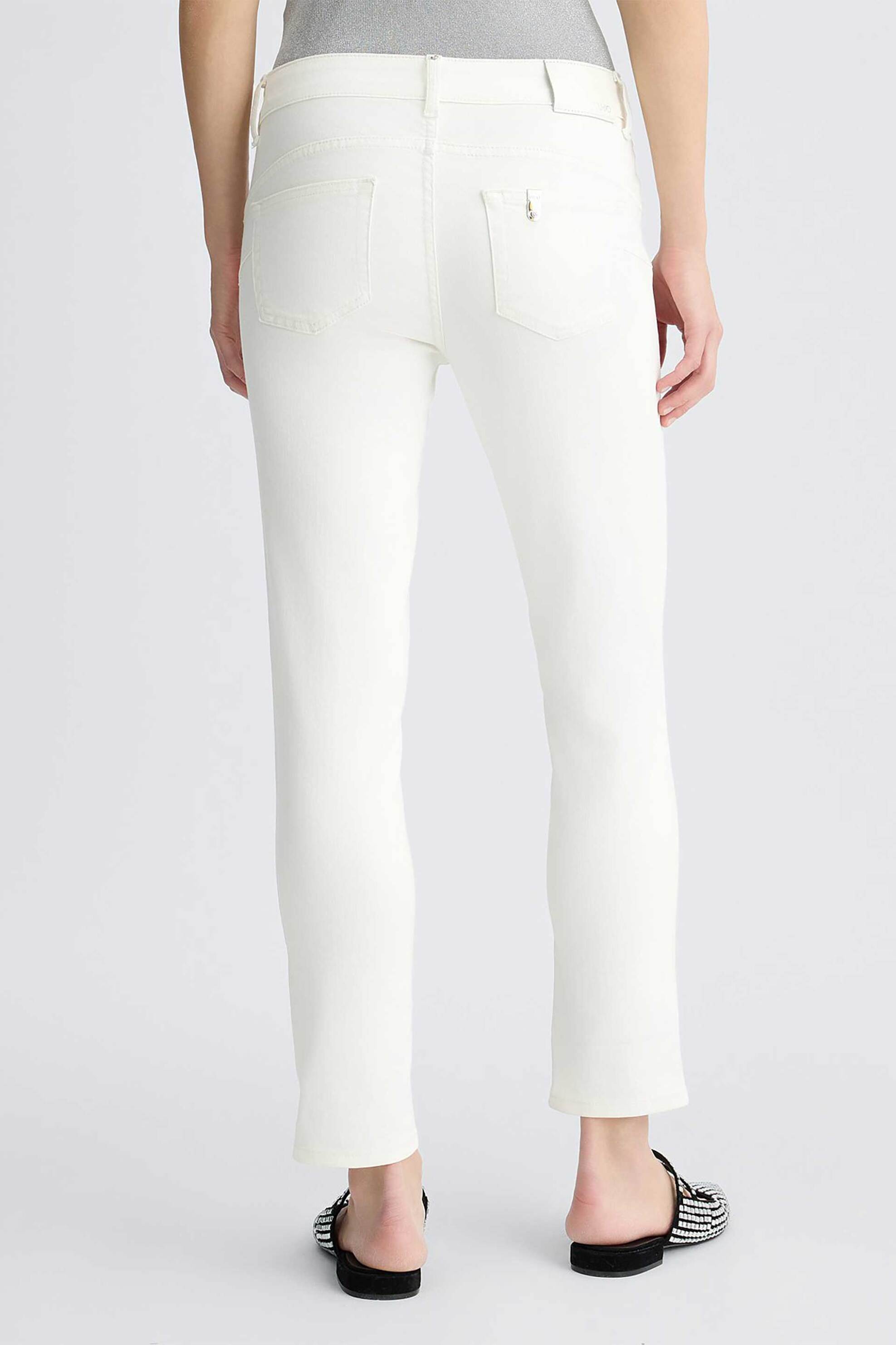 LIU JO Liu Jo γυναικείο παντελόνι πεντάτσεπο με logo patch cropped Skinny Fit - UA5006T2594 Λευκό - 3