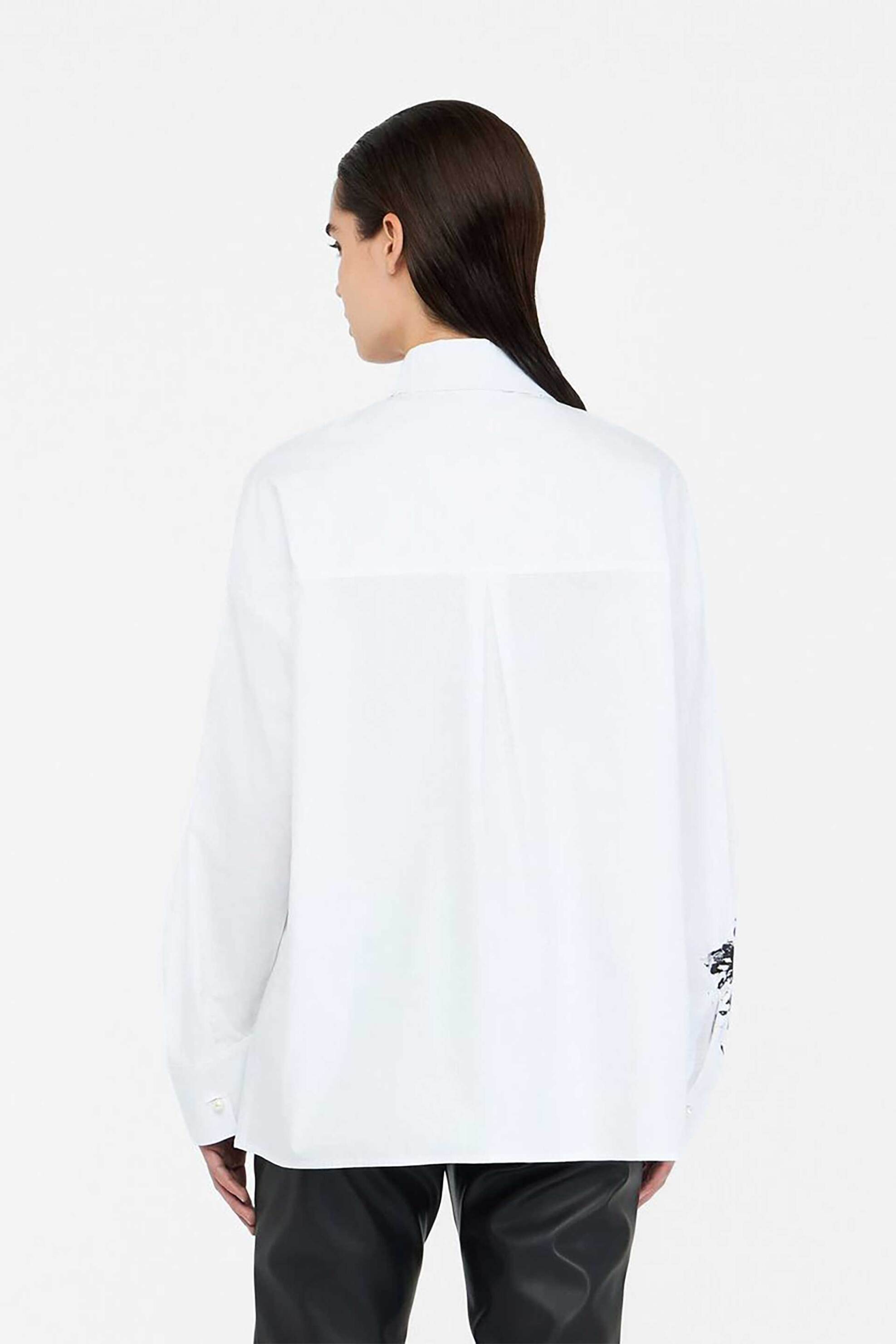 LIU JO Liu Jo γυναικείo πουκάμισο oversized με floral print και πέτρες - CF5241T3216 Λευκό - 4