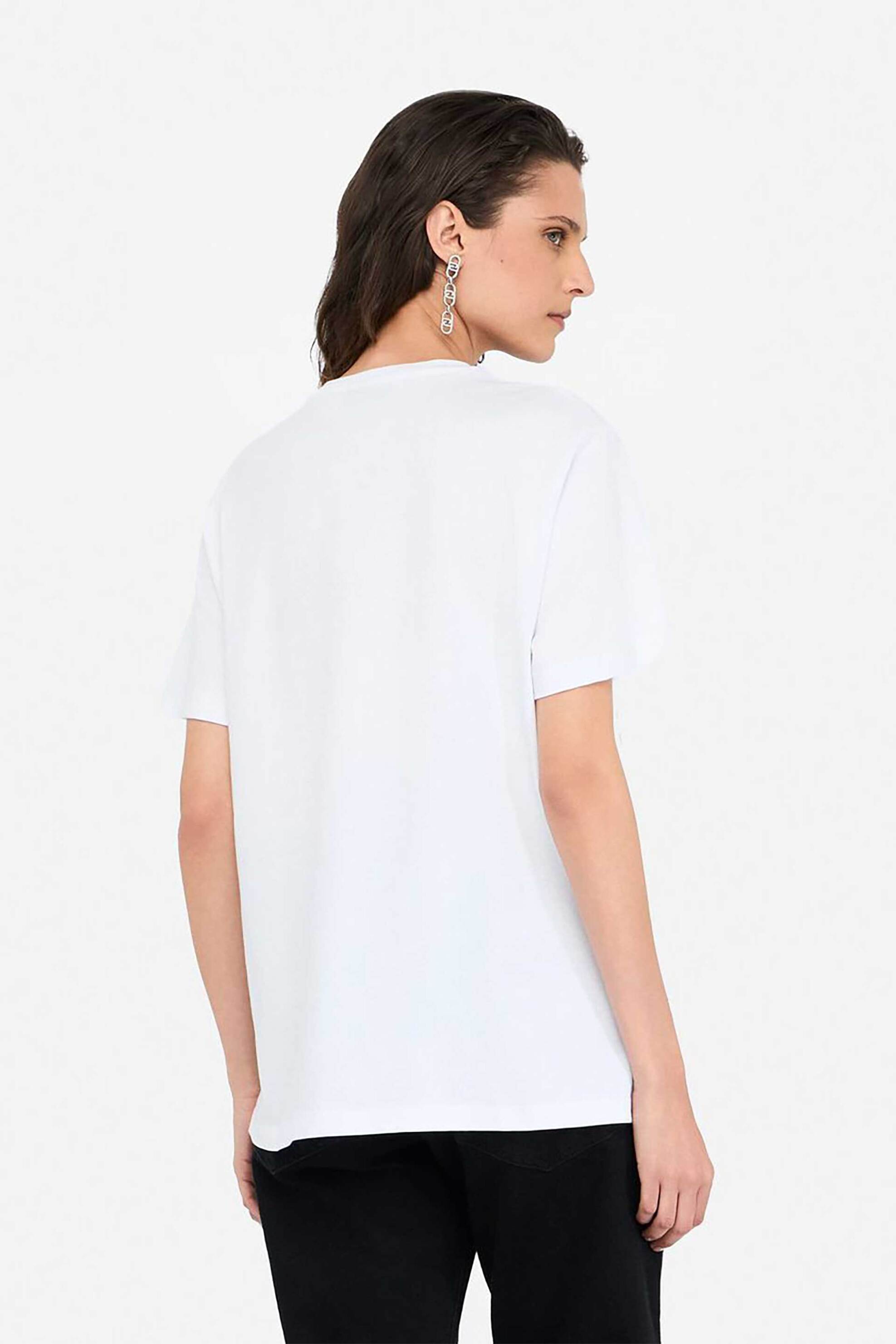 LIU JO Liu Jo γυναικείο T-shirt με floral print και πέτρες - CF5382J6308 Λευκό - 4