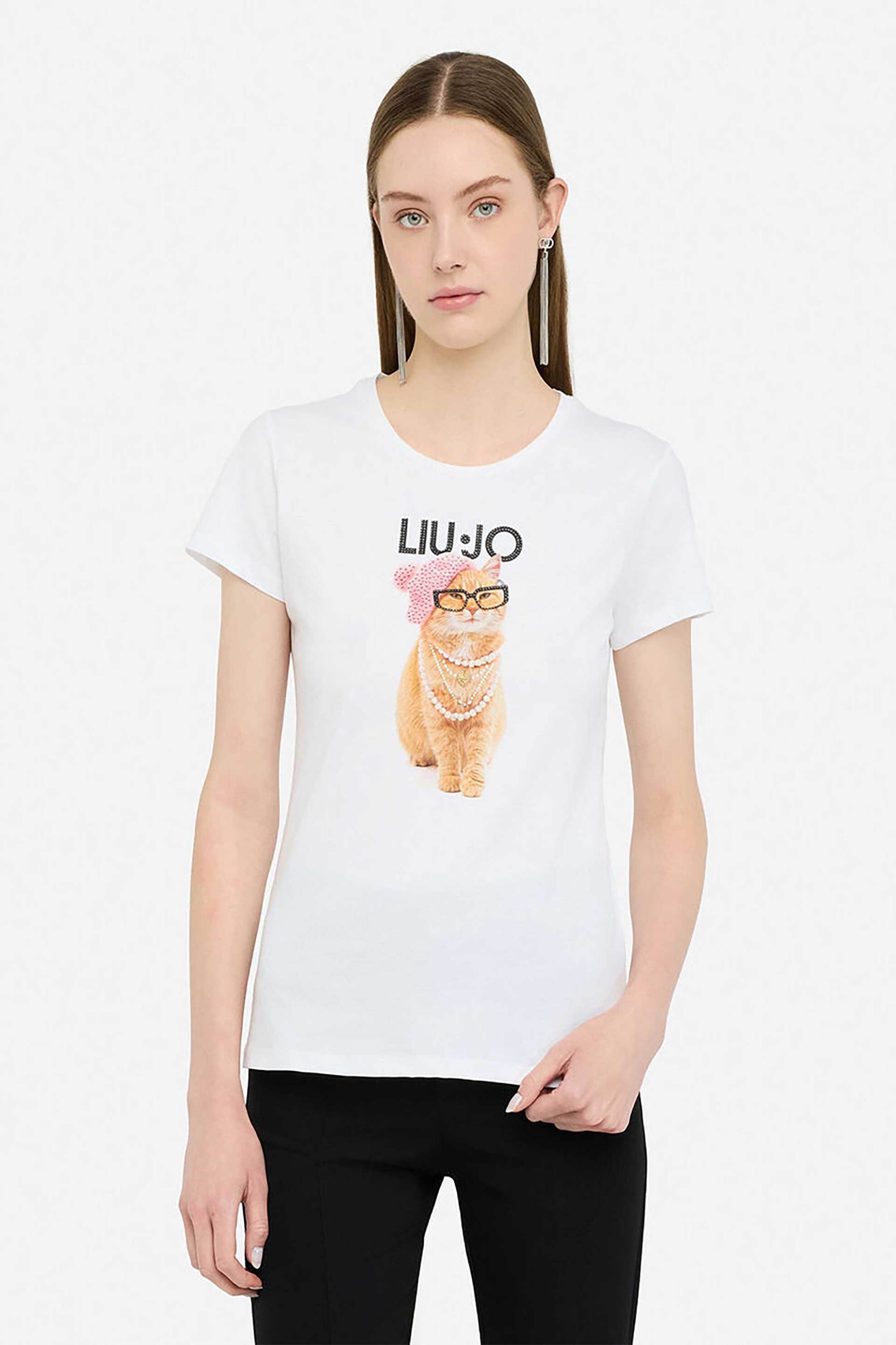 Liu Jo γυναικείο T-shirt με print - UF5265JS923 Λευκό