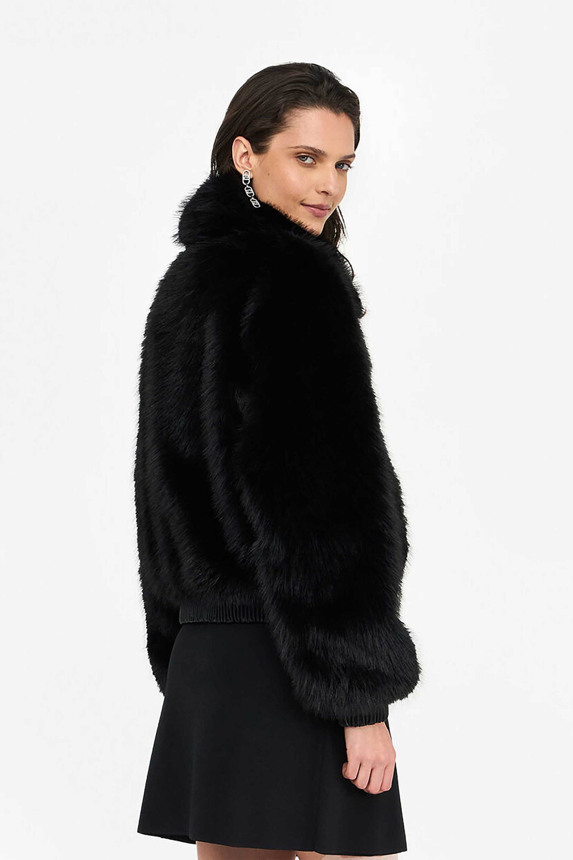 Liu Jo γυναικείο jacket faux fur με τσέπες - CF5185E1037 Μαύρο φωτογραφία