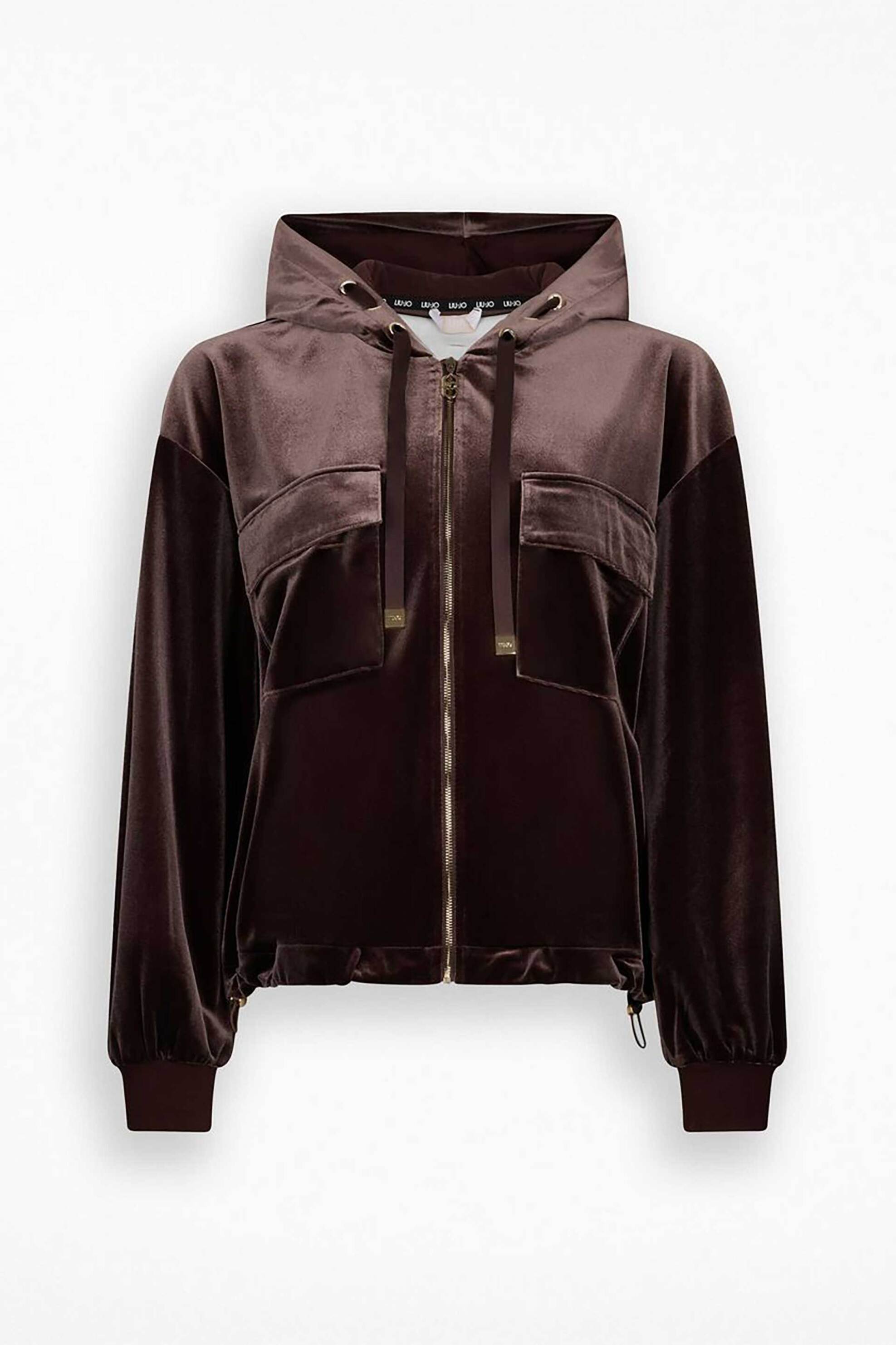 Liu Jo γυναικεία ζακέτα φούτερ velvet με κουκούλα - TF5108J4955 Καφέ φωτογραφία