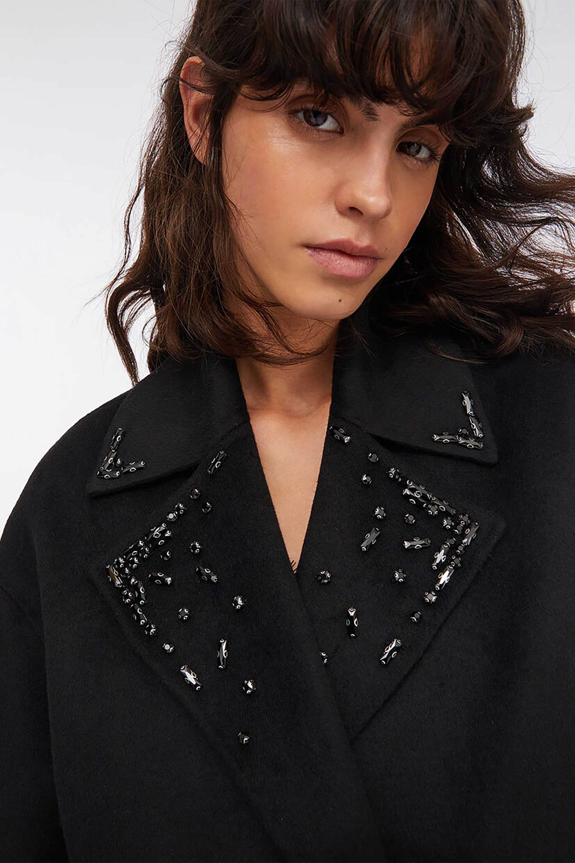LIU JO Liu Jo γυναικείο σακάκι με κέντημα στον γιακά - MF5026T4627 Μαύρο - 2
