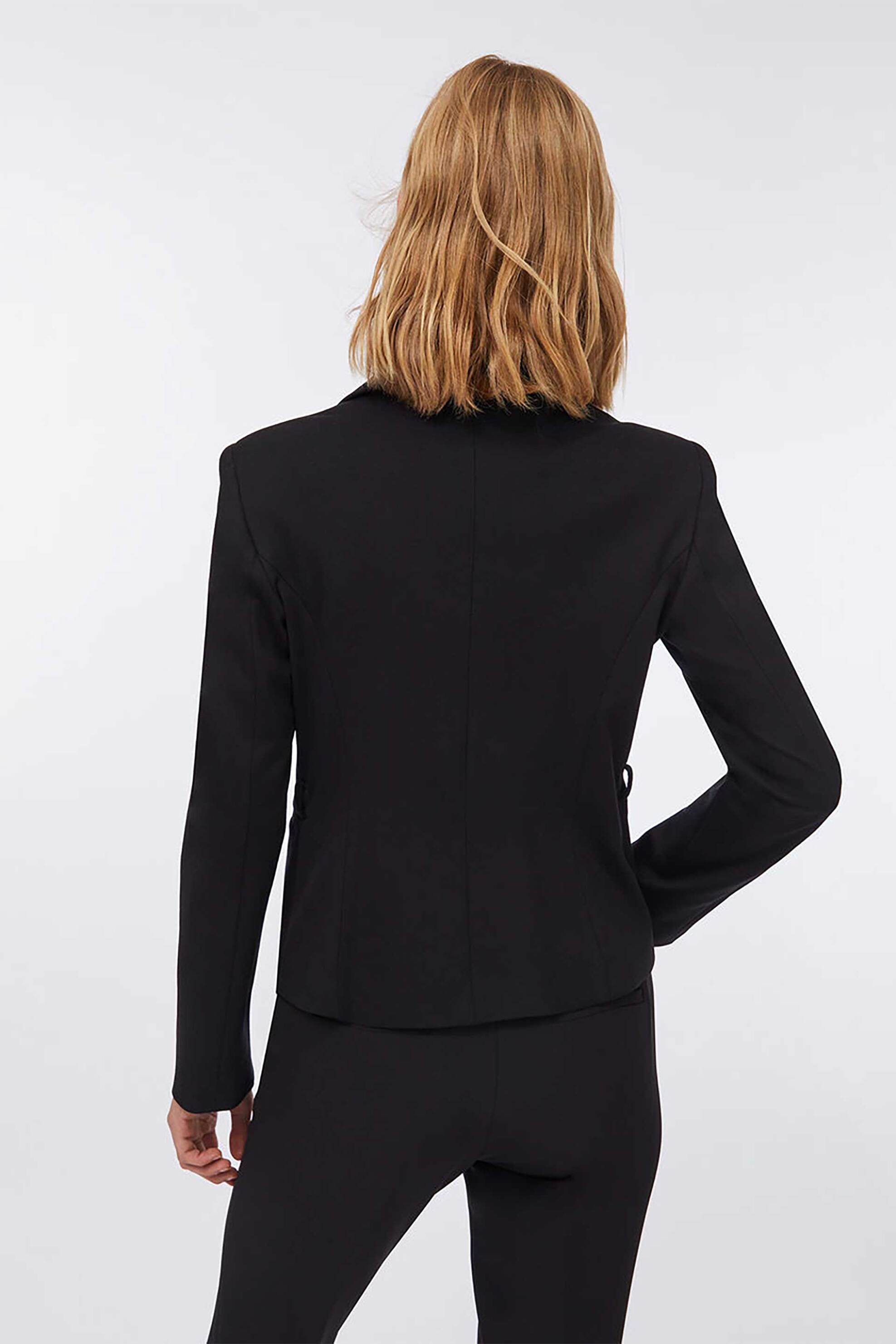LIU JO Liu Jo γυναικείo σακάκι μονόχρωμο με ζωνάκι Slim Fit - MF5140J9189 Μαύρο - 3
