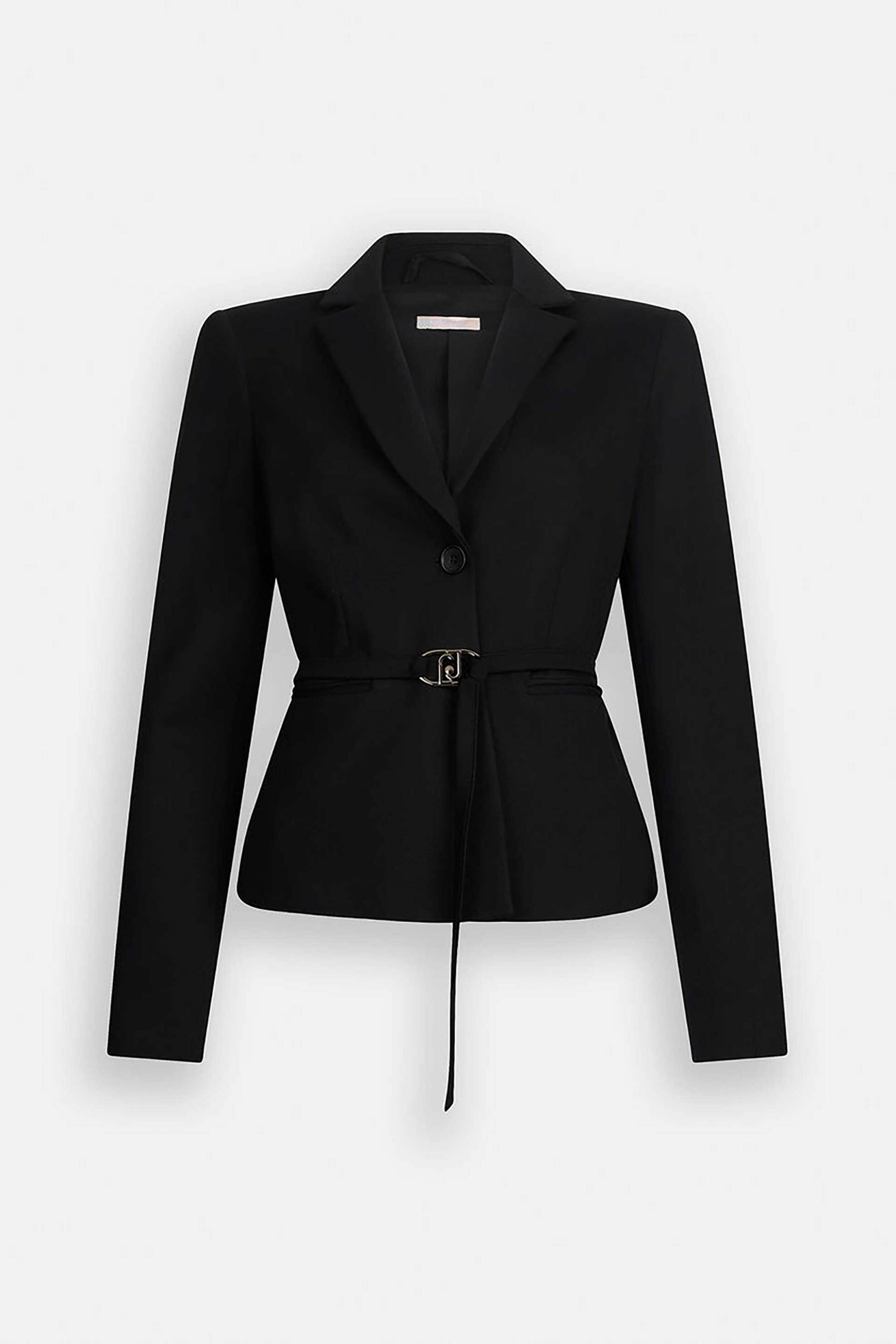 LIU JO Liu Jo γυναικείo σακάκι μονόχρωμο με ζωνάκι Slim Fit - MF5140J9189 Μαύρο - 4