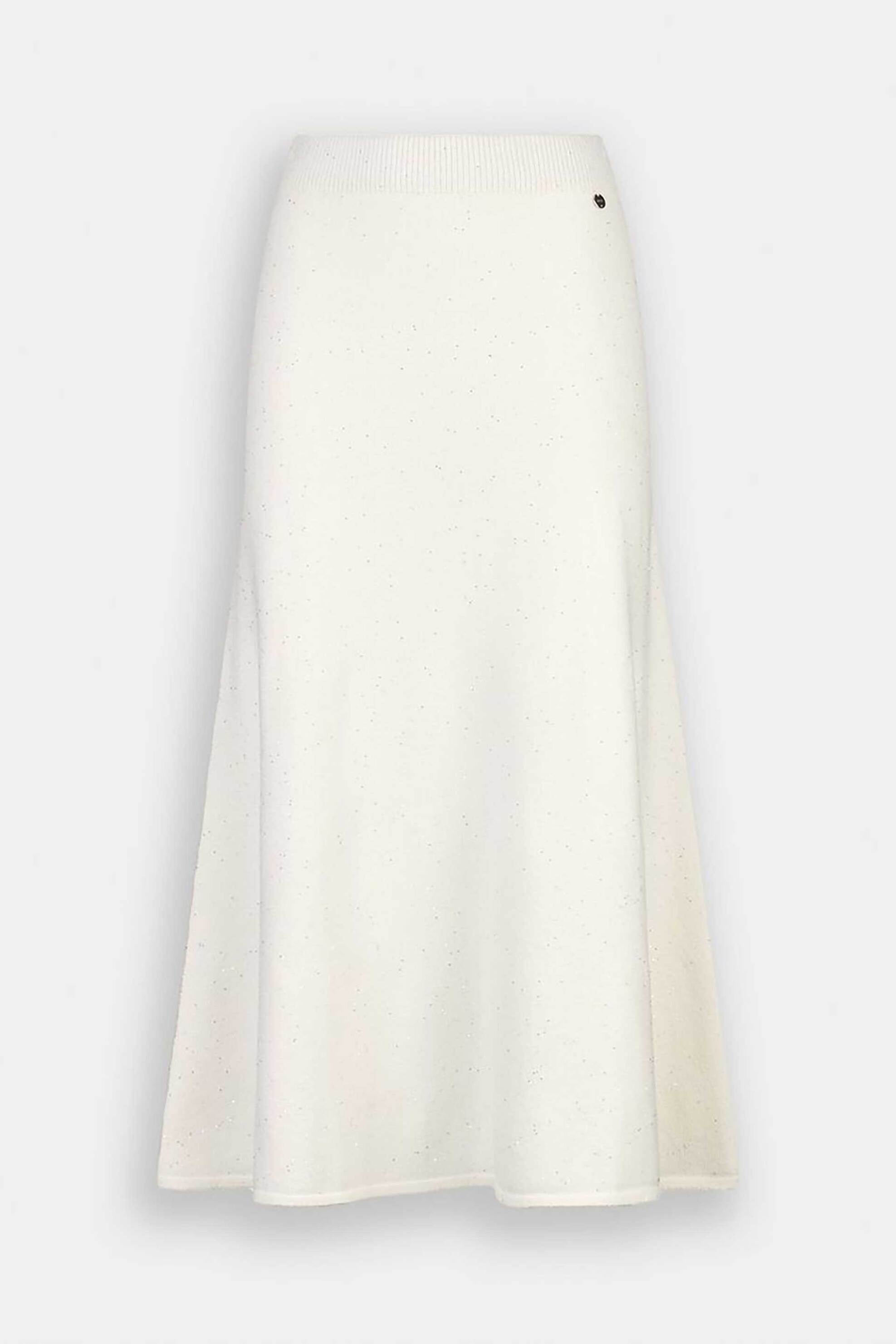 LIU JO Liu Jo γυναικεία midi φούστα πλεκτή με παγιέτα - MF5295MA27R Εκρού - 4