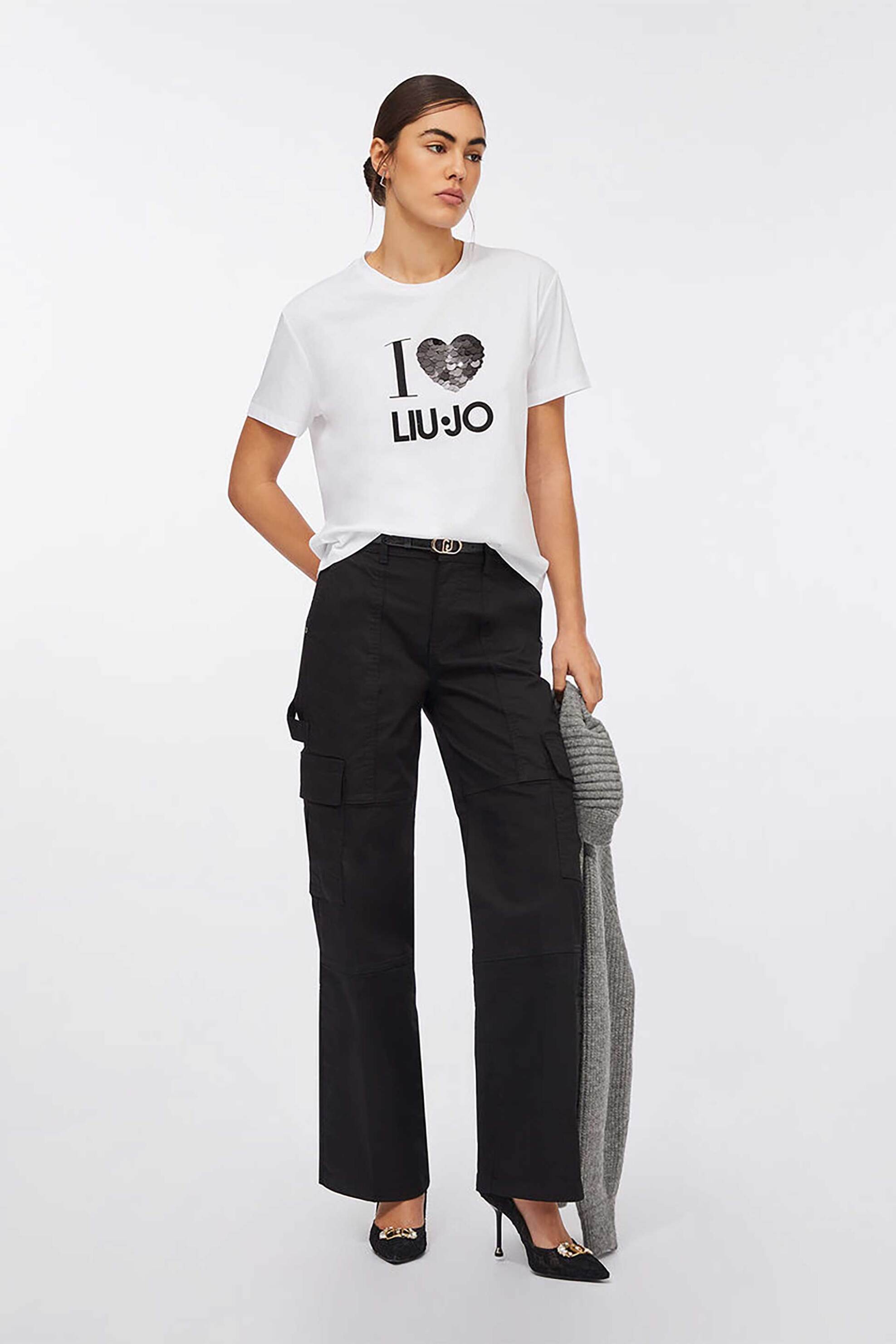 Liu Jo γυναικείο T-shirt με παγιέτα - MF5345JS923 Λευκό