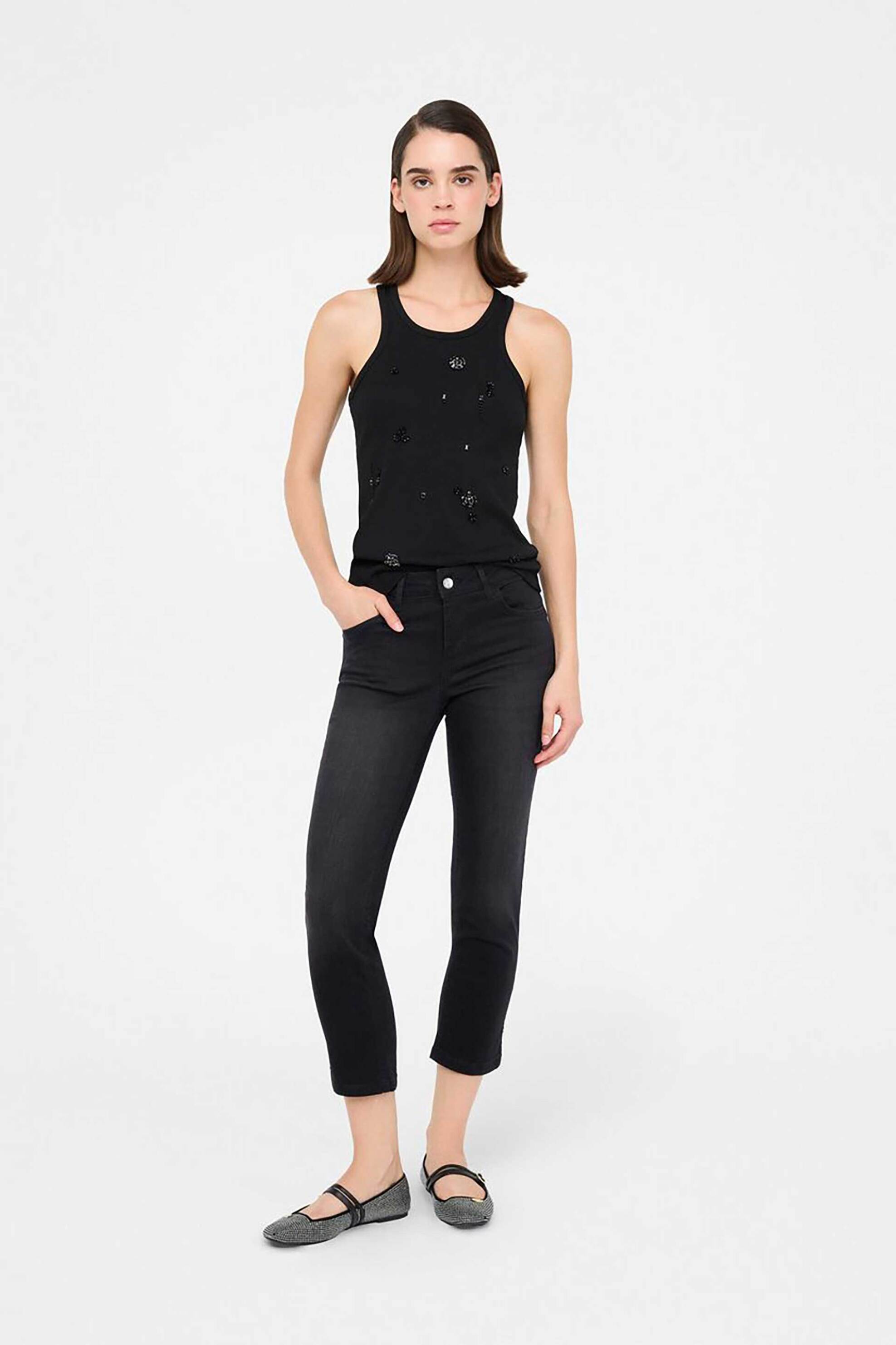 Liu Jo γυναικείo τζιν παντελόνι με λεπτομέρεια στο τελείωμα Slim Fit