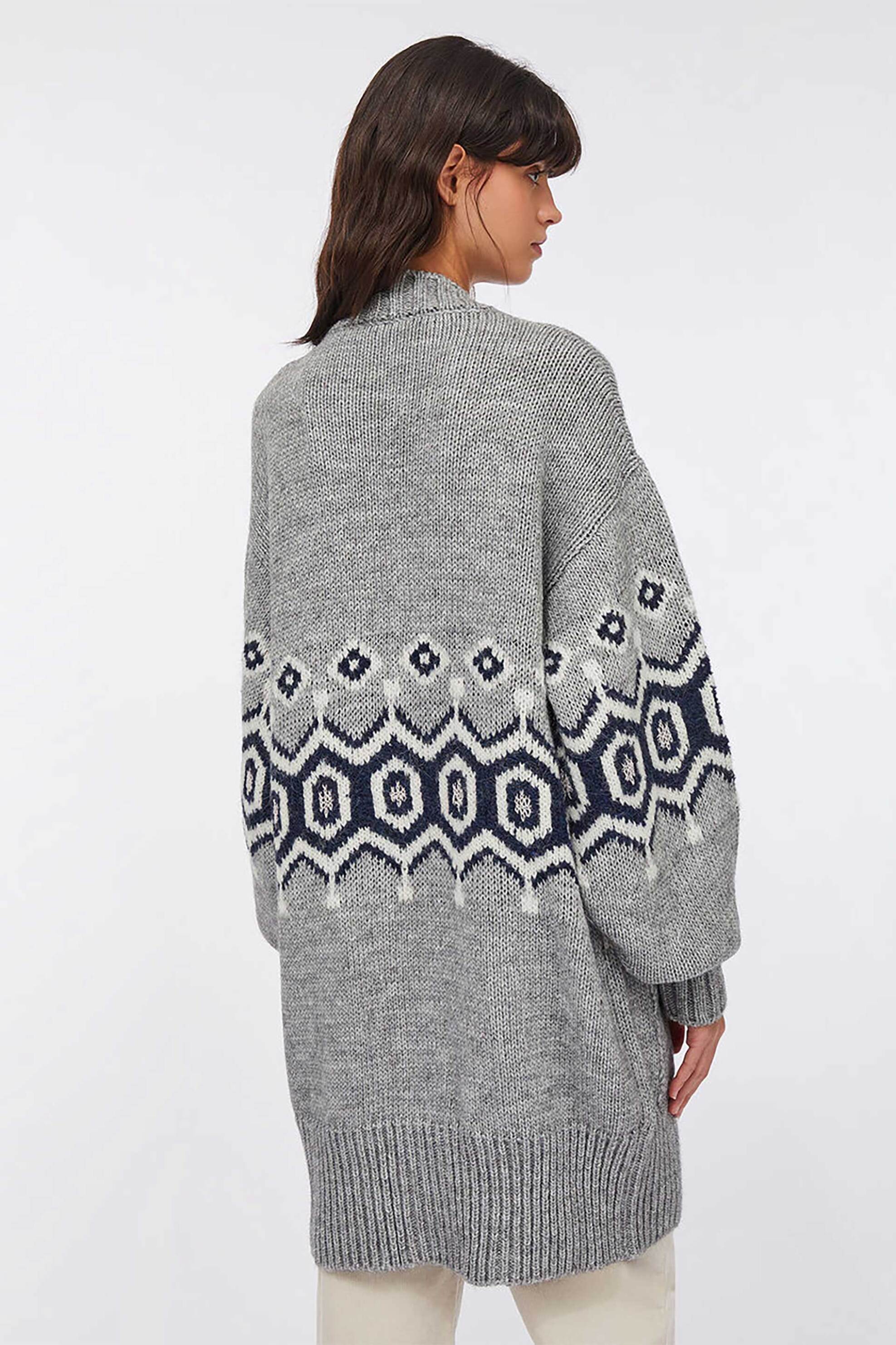 LIU JO Liu Jo γυναικεία μακριά ζακέτα jacquard - CF5178MA657 Γκρι - 4